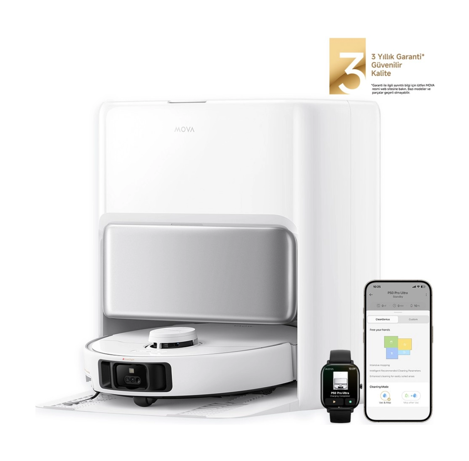 Mova P50 Pro Ultra, 19000Pa Güçlü Emiş, Hepsi Bir Arada Temizlik, 75℃ Paspas Yıkama & Kurutma - Görsel 2