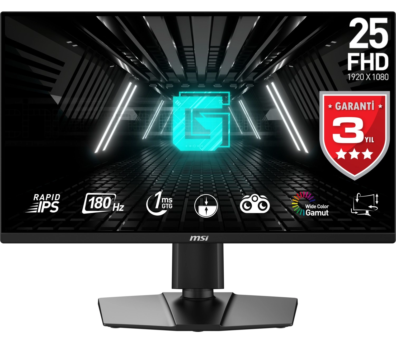 Msi 24.5" G255Pf E2 1920X1080 (Fhd) 16:9 Flat Rapıd Ips 180Hz 1Ms Adaptıve-Sync Pıvot Gaming Monitör - Görsel 6