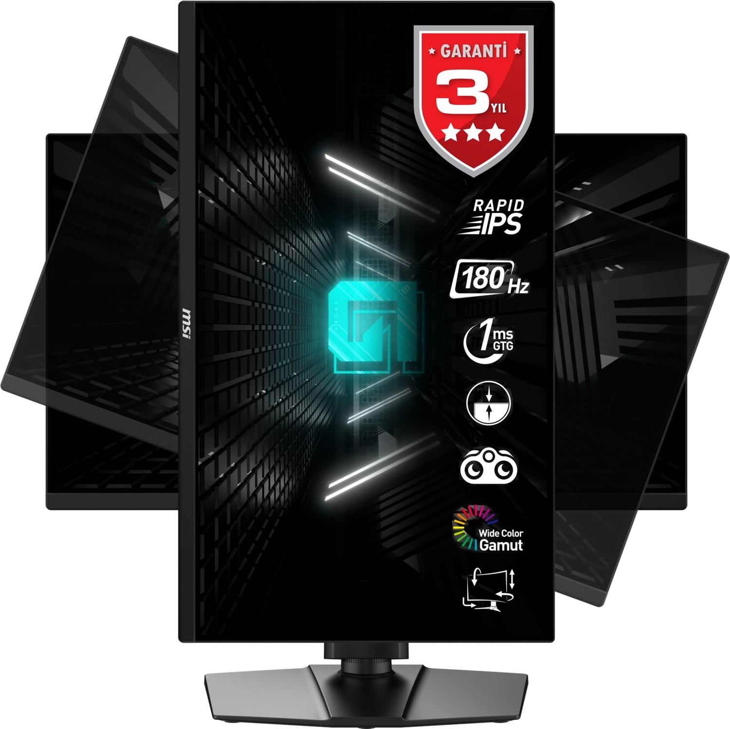 Msi 24.5" G255Pf E2 1920X1080 (Fhd) 16:9 Flat Rapıd Ips 180Hz 1Ms Adaptıve-Sync Pıvot Gaming Monitör ürün görseli