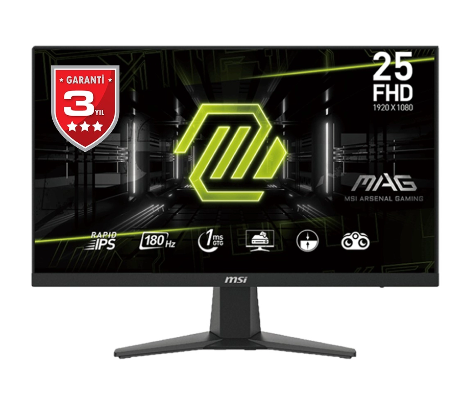 Msi 24.5" Mag 256F 1920X1080 (Fhd) 16:9 Flat Rapid Ips 180Hz 1Ms Freesync Gaming Monitor ürün görseli