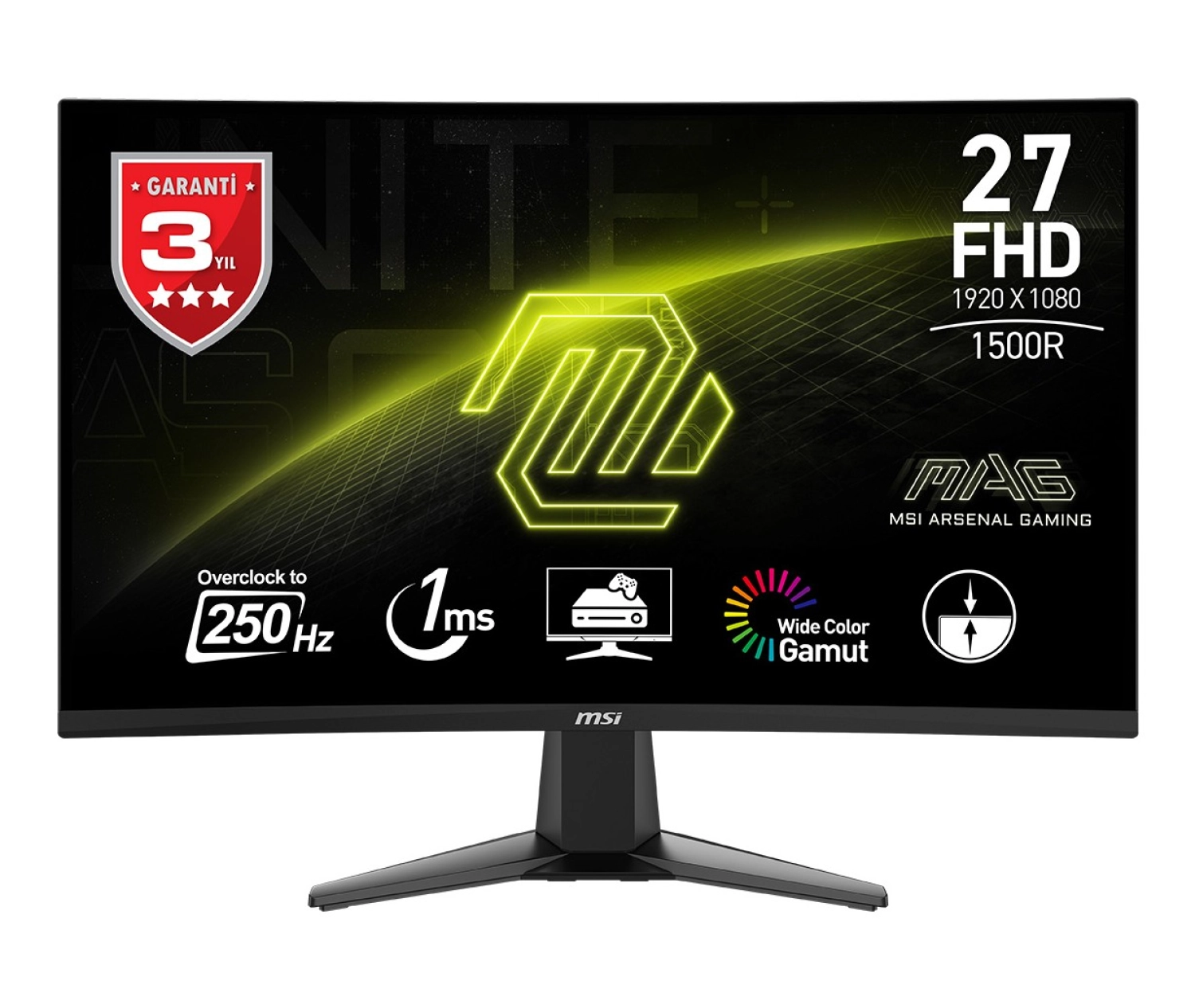 Msi 27" Mag 27C6X 1920X1080 (Fhd) 16:9 Curve 1500R Va 250Hz(Oc) 1Ms Adaptive-Sync Gaming Monitör ürün görseli