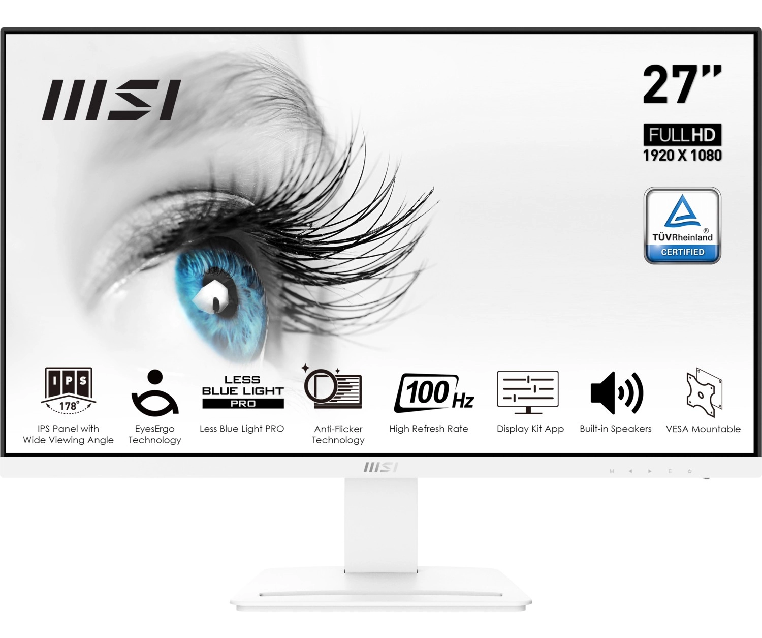 Msi 27" Pro Mp273Aw 1920X1080 (Fhd) 16:9 Flat Ips 100Hz 1Ms Freesync Beyaz Monitör ürün görseli