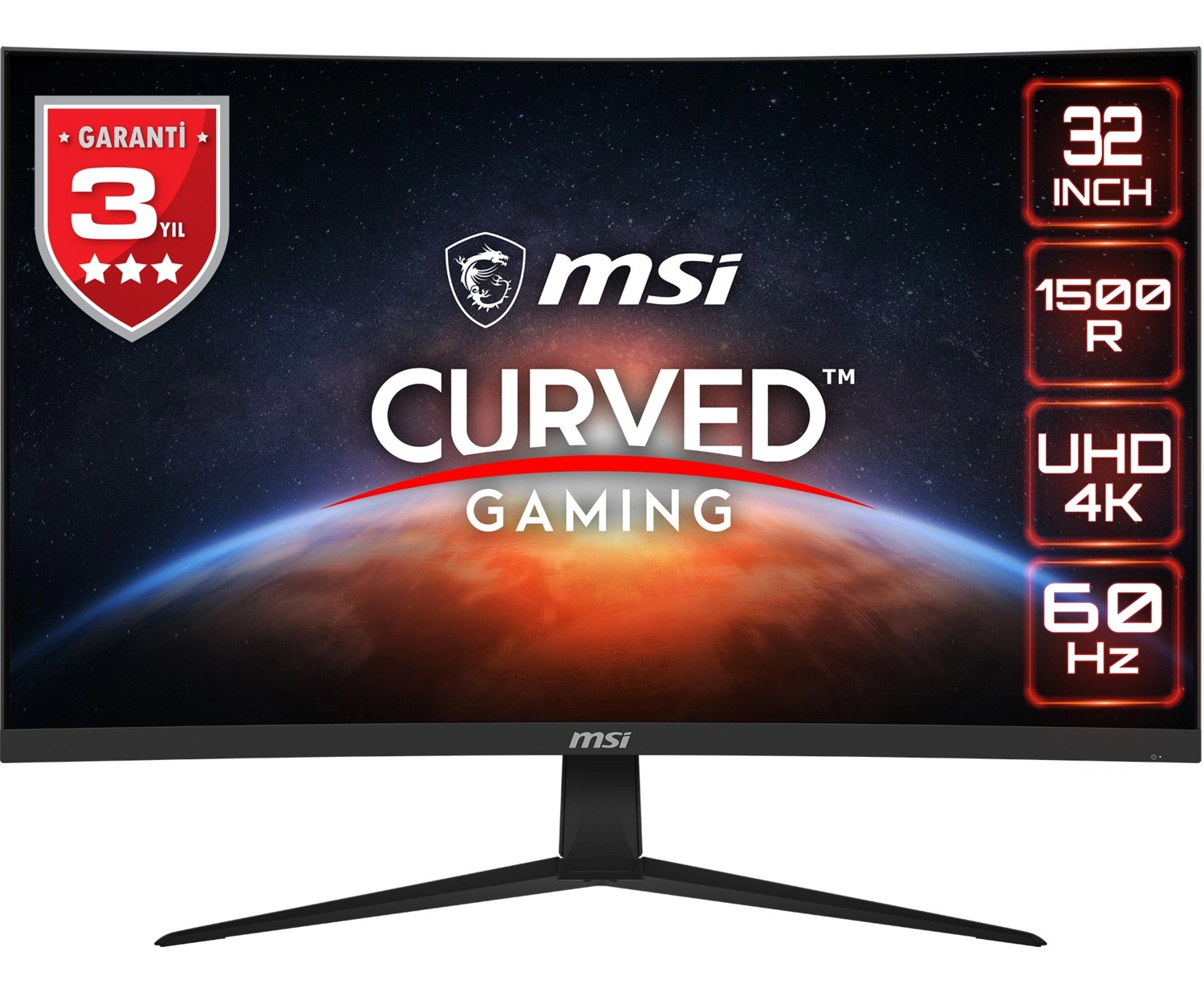 Msi 31.5" G321Cuv 3840X2160 (Uhd) Curve 1500R Va 60Hz Adaptive-Sync Gaming Monitor ürün görseli
