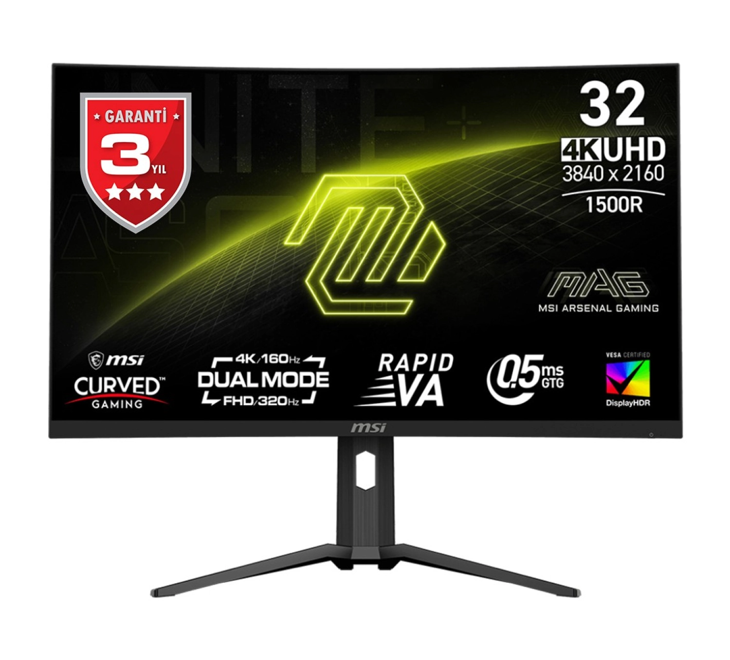 Msi 32 Mag 321Cupdf 3840X2160 (Uhd) 16:09 Curve 1500R Va 160Hz 0.5Ms (Gtg) Freesync Premıum Gaming Monitör ürün görseli