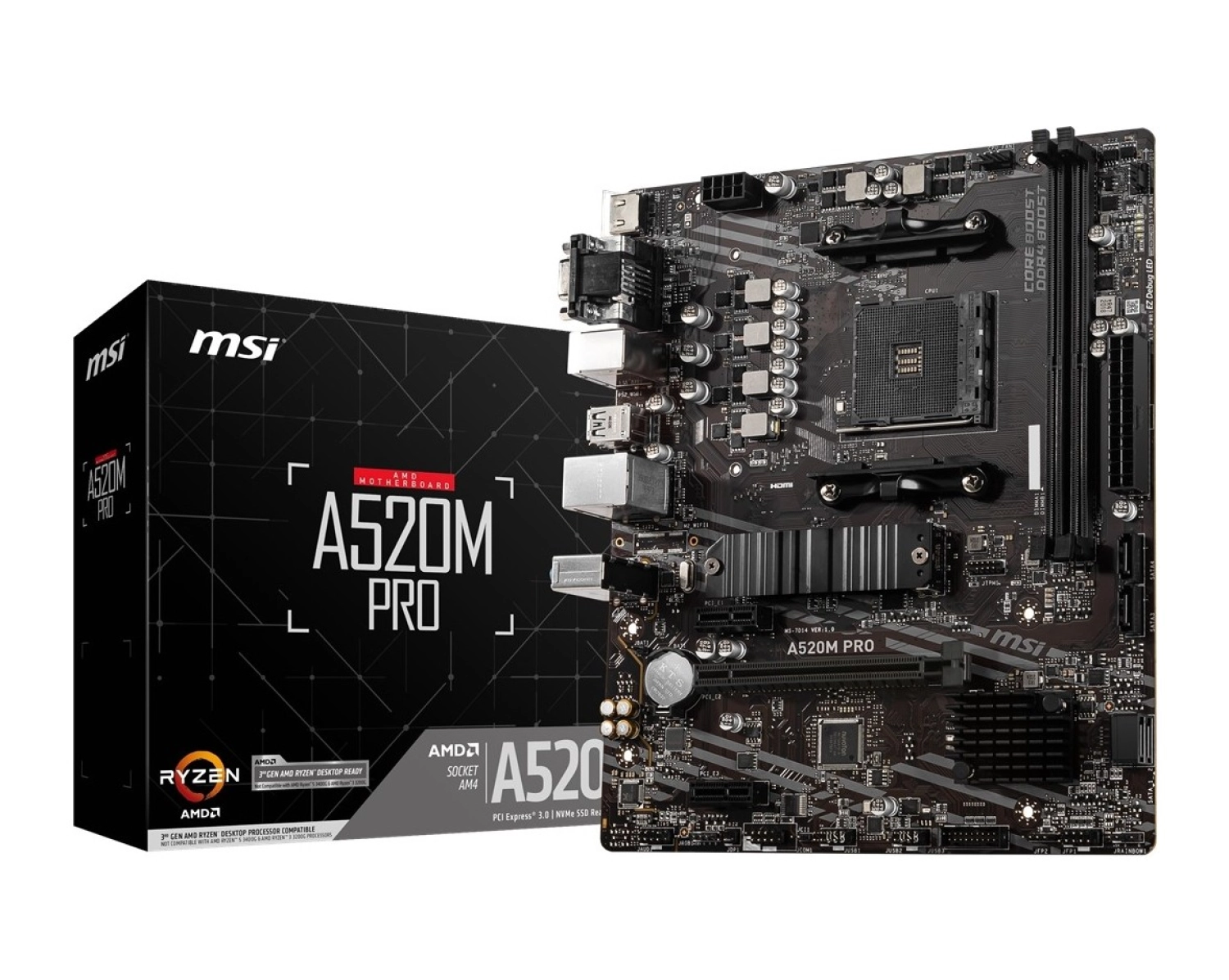 Msi A520M Pro Am4 Ddr4 4600(Oc) Vga Dvi Hdmi M.2 Usb3.2 Matx Anakart - Görsel 4