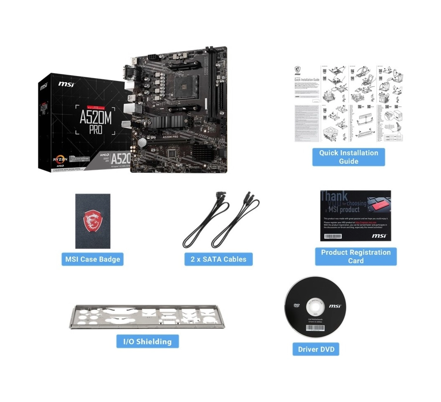 Msi A520M Pro Am4 Ddr4 4600(Oc) Vga Dvi Hdmi M.2 Usb3.2 Matx Anakart - Görsel 2