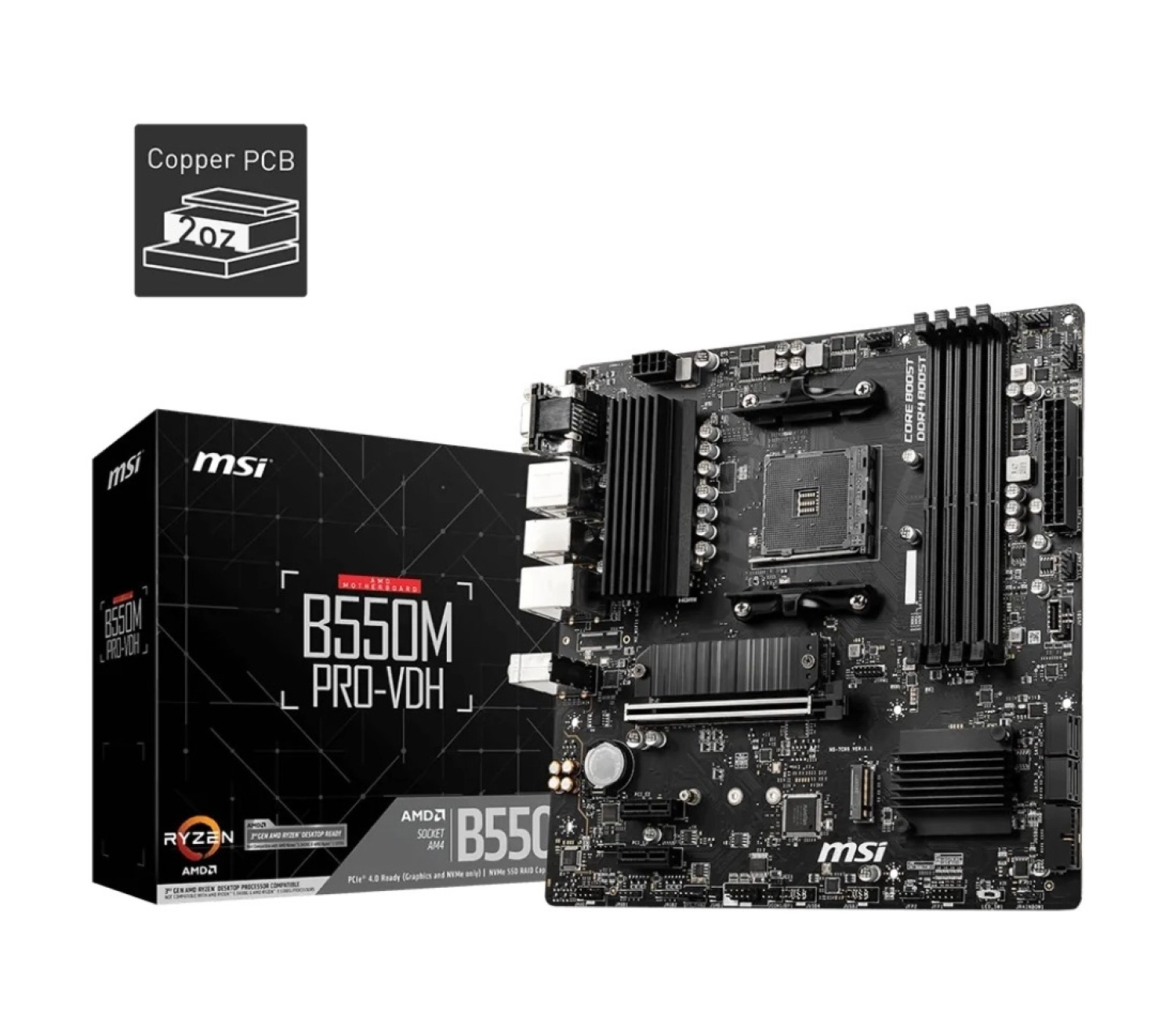 Msi B550M Pro-Vdh Am4 Ddr4 4400(Oc) Hdmi Dp Vga M.2 Usb3.2 Matx Anakart ürün görseli