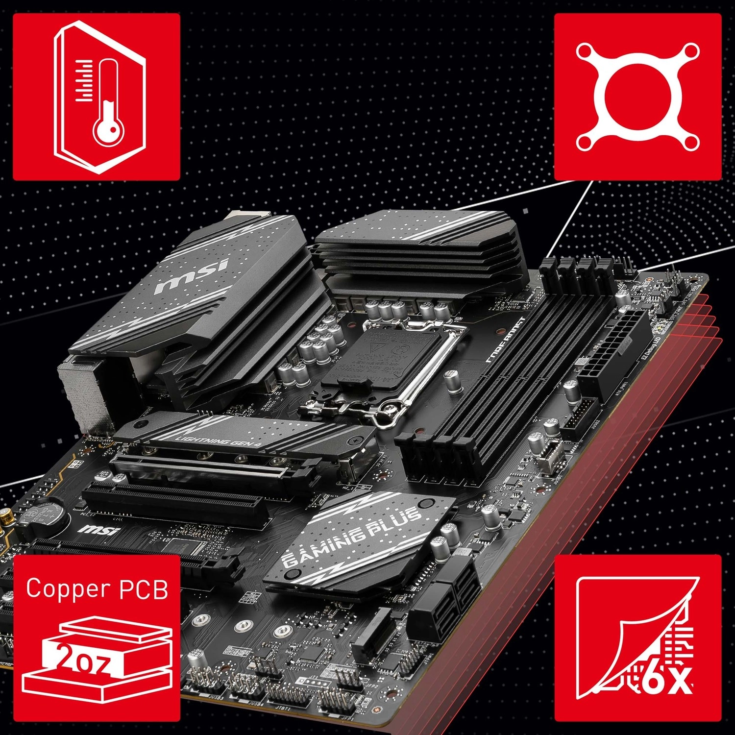 Msi B760 Gaming Plus Wifi Soket 1700 Ddr5 6800(Oc) Pci-E ,M.2 Usb3.2 Hdmi,Dp 1X 2.5G Lan Wi-Fi 6E Atx Anakart - Görsel 2