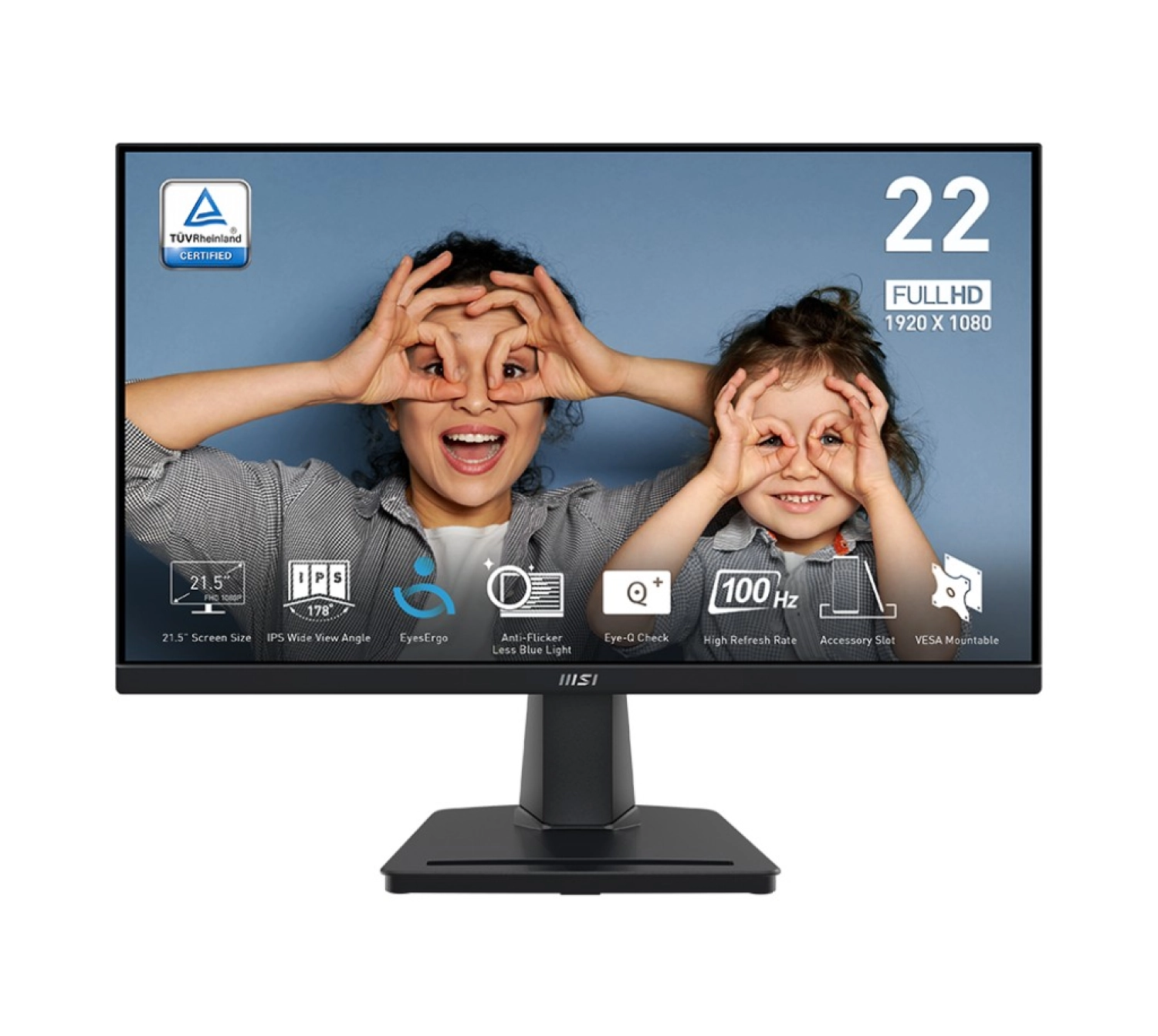 Msi C21.5" Pro Mp225 1920X1080 (Fhd) 16:9 Flat Ips 100Hz 1Ms Adaptive-Sync Monitör ürün görseli
