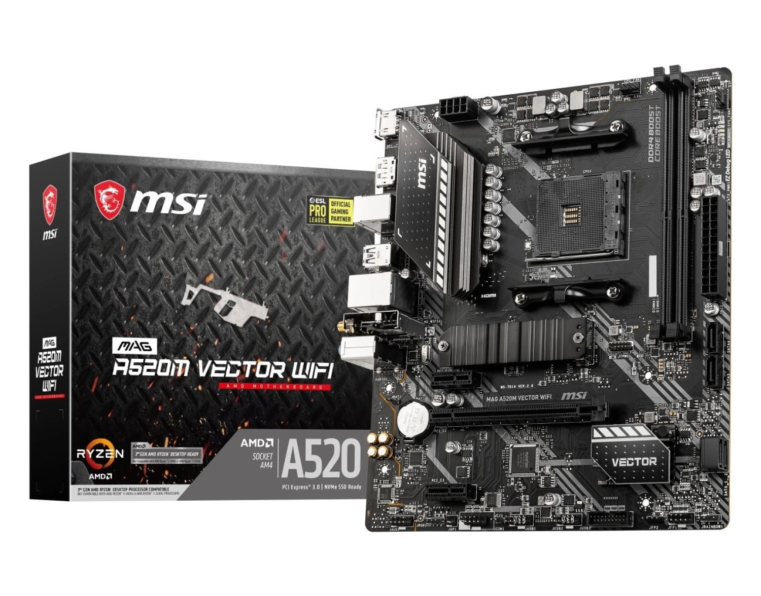 Msi Mag A520M Vector Wifi Am4 Ddr4 4600(Oc) Dp Hdmi M.2 Usb3.2 Wifi Matx Anakart ürün görseli