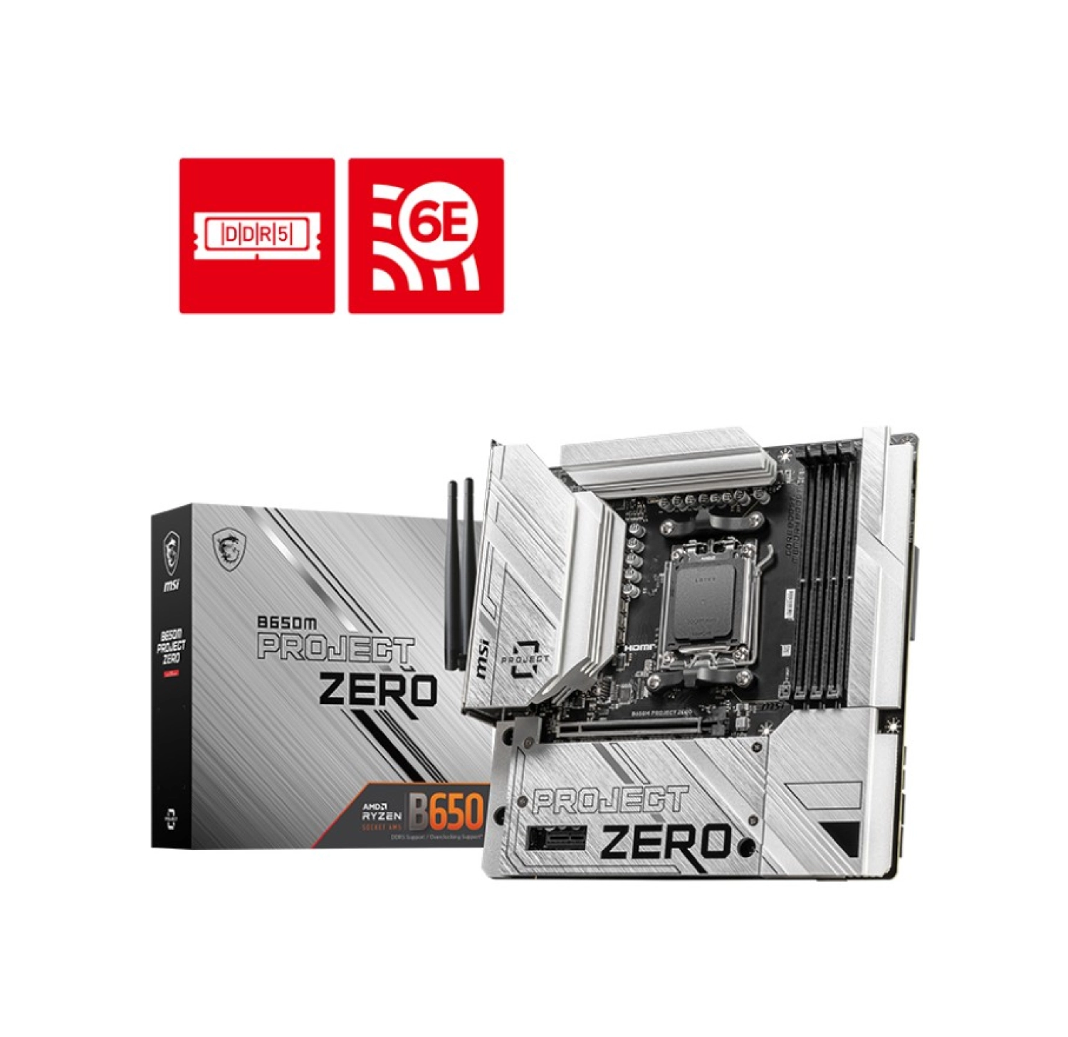 Msi Mb B650M Project Zero Am5 Ddr5 7600Mhz(Oc) Hdmi Dp M.2 Usb3.2 2.5G Lan Wi-Fi 6E Matx ürün görseli