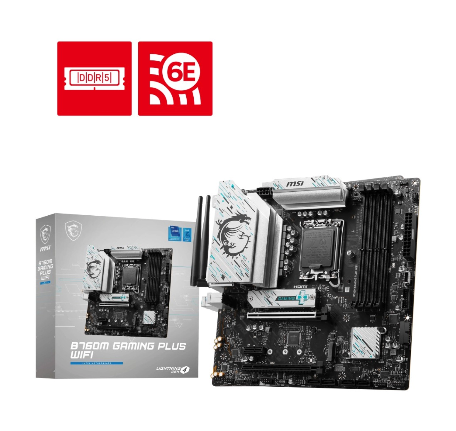Msi Mb B760M Gaming Plus Wifi Soket 1700 Ddr5 6800(Oc) Pci-E M.2 Usb3.2 Hdmi Dp 1X 2.5G Lan Wi-Fi 6E Atx ürün görseli