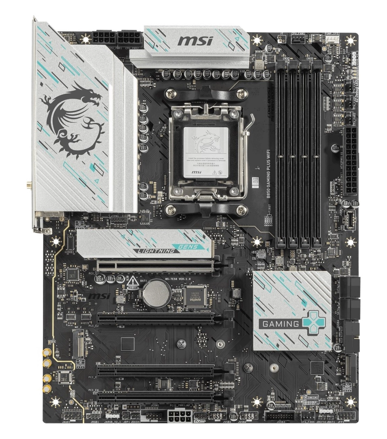 Msi Mb B850 Gaming Plus Wıfı Am5 Ddr5 8200Mhz(Oc) Dp 3X M.2 Usb 10Gbs 5G Lan Wı-Fı 7 Atx ürün görseli