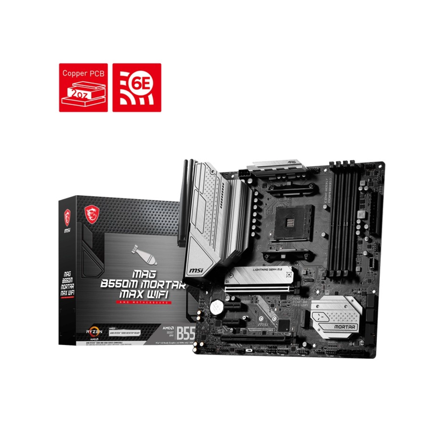 Msi Mb Mag B550M Mortar Max Wifi Am4 Ddr4 4600(Oc) Hdmi Dvi 2X M.2 Usb3.2 Matx Anakart ürün görseli