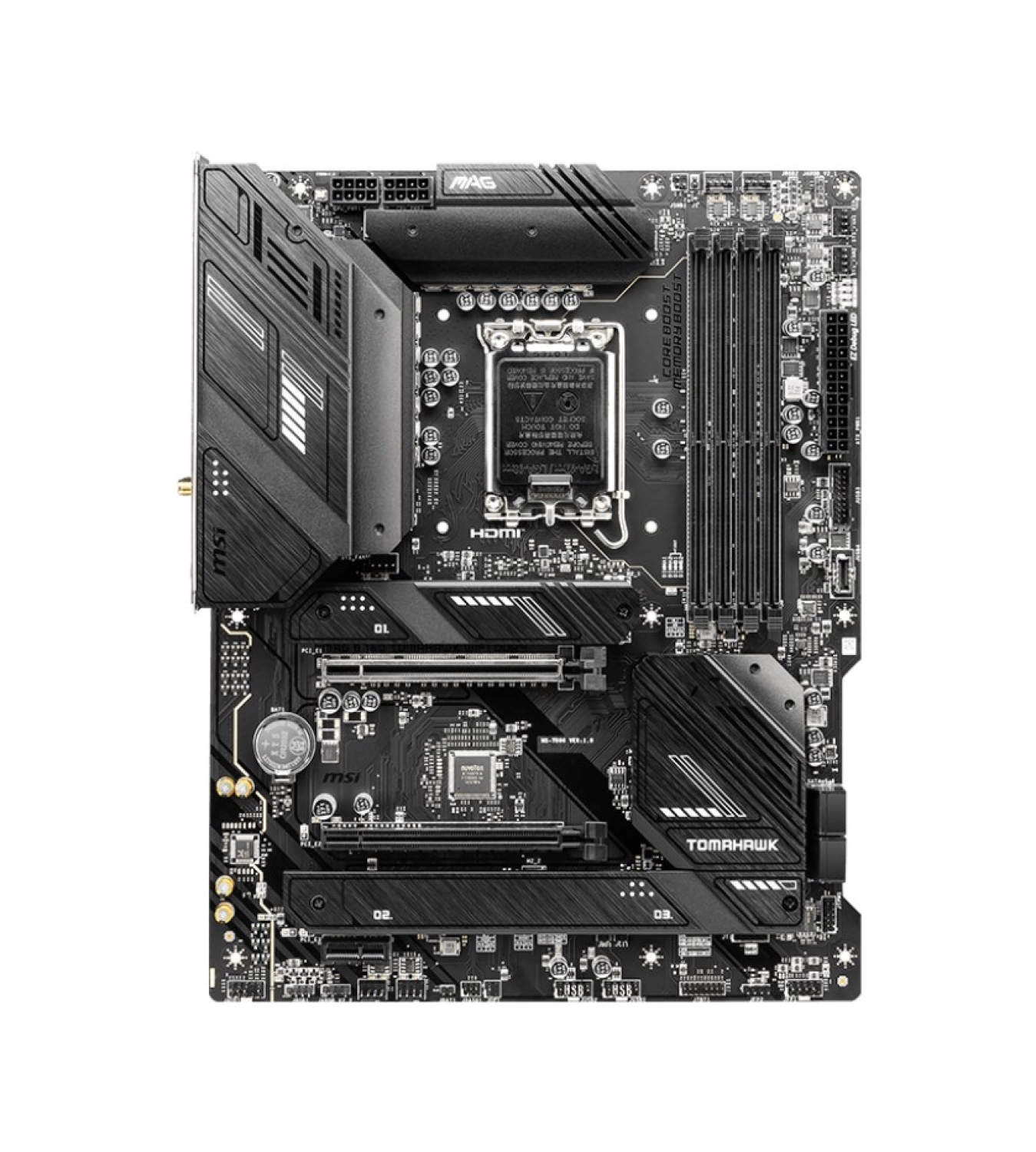 Msi Mb Mag B760 Tomahawk Wifi Ddr4 Soket 1700 Ddr4 5400 Pci-E Gen 4 3X M.2 Usb3.2 1X 2.5G Lan Wi-Fi 6 Atx Anakart ürün görseli