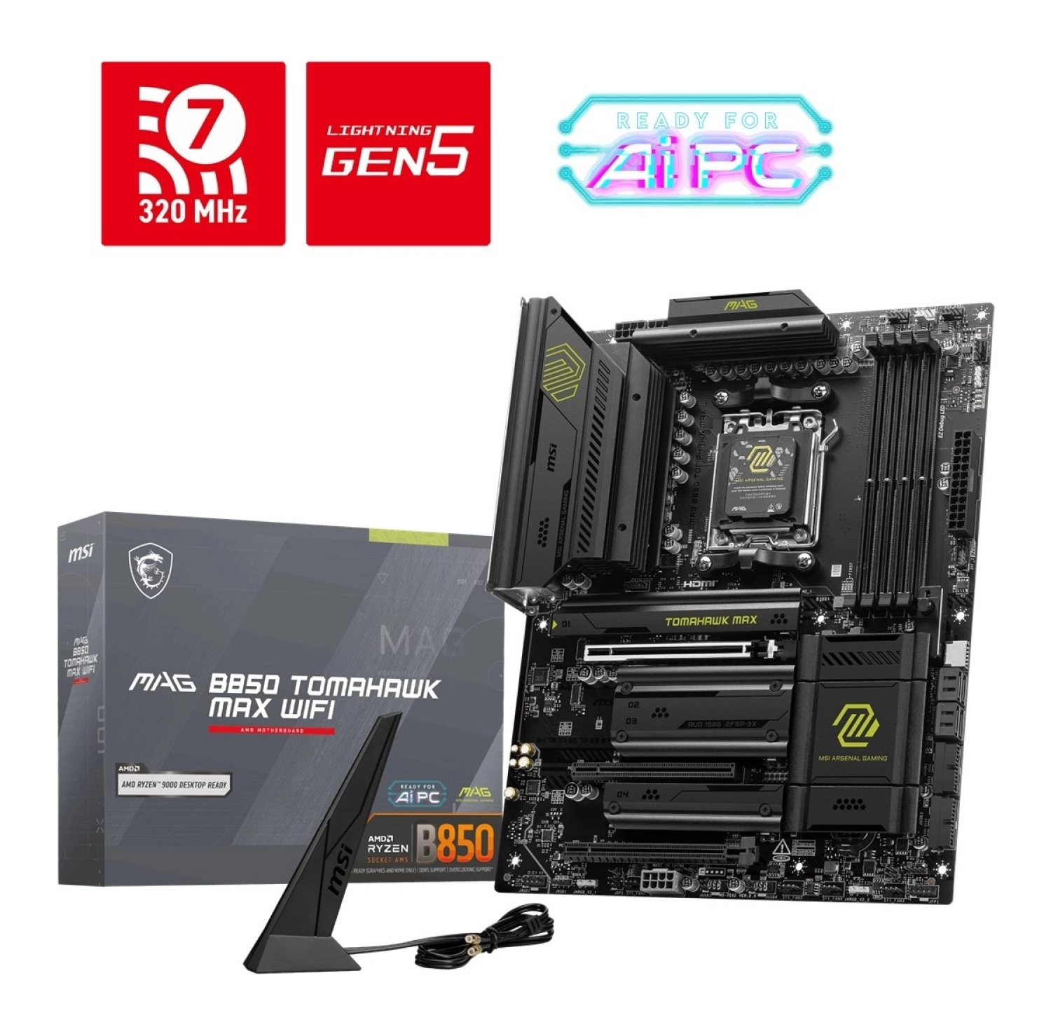 Msi Mb Mag B850 Tomahawk Max 8400Mhz(Oc) Ddr5 Am5 Atx Anakart ürün görseli
