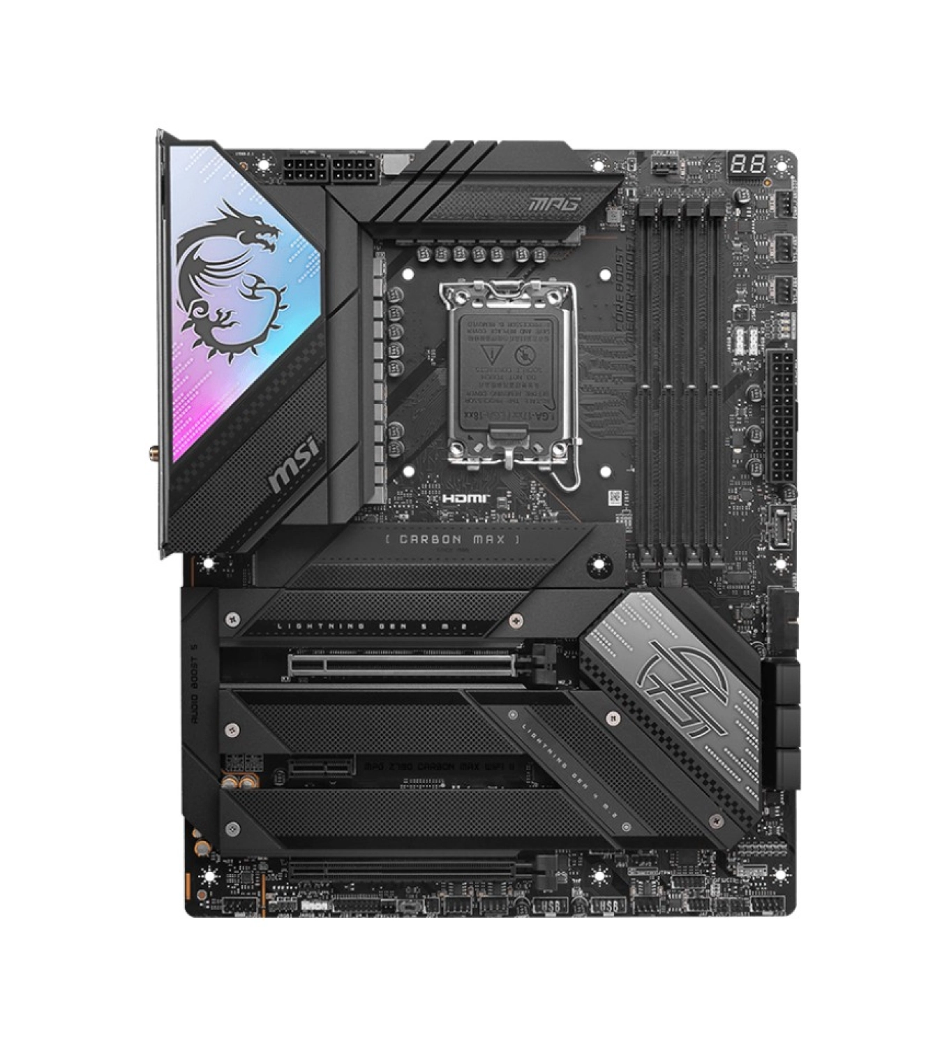 Msi Mb Mpg Z790 Carbon Max Wifi Ii Soket 1700 Ddr5 7800Mhz(Oc) Pci-E Gen5 M.2 Usb3.2 Hdmi 1X5G Lan Wi-Fi 7 Atx - Görsel 2