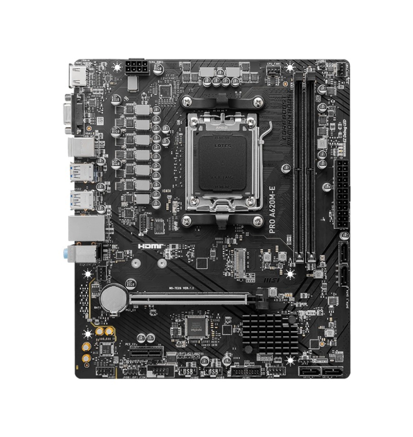 Msi Mb Pro A620M-E Am5 Ddr5 6000Mhz(Oc) Hdmi Vga 1X M.2 Usb3.2 Gigabit Lan Matx - Görsel 2
