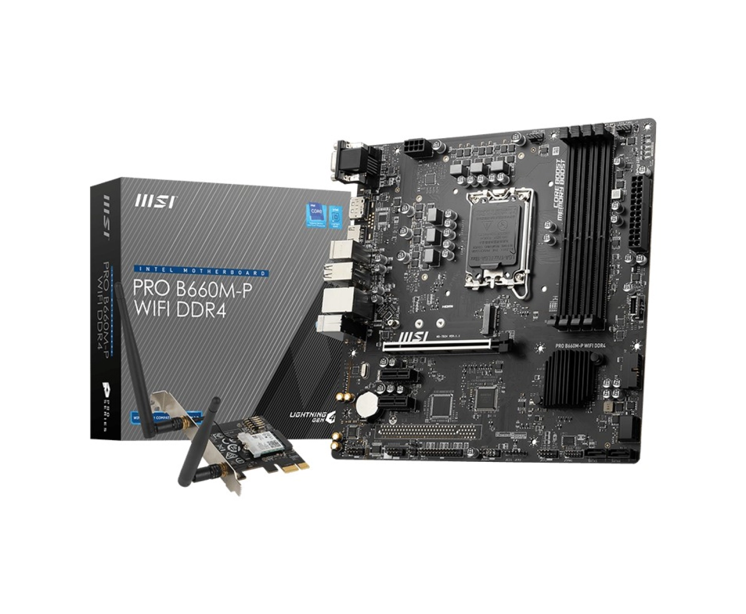 Msi Mb Pro B660M-P Wıfı Ddr4 Soket 1700 Ddr4 4600(Oc) Pcı-E Gen 4 ,Hdmı Vga Dp M.2 Usb3.2 Matx ürün görseli