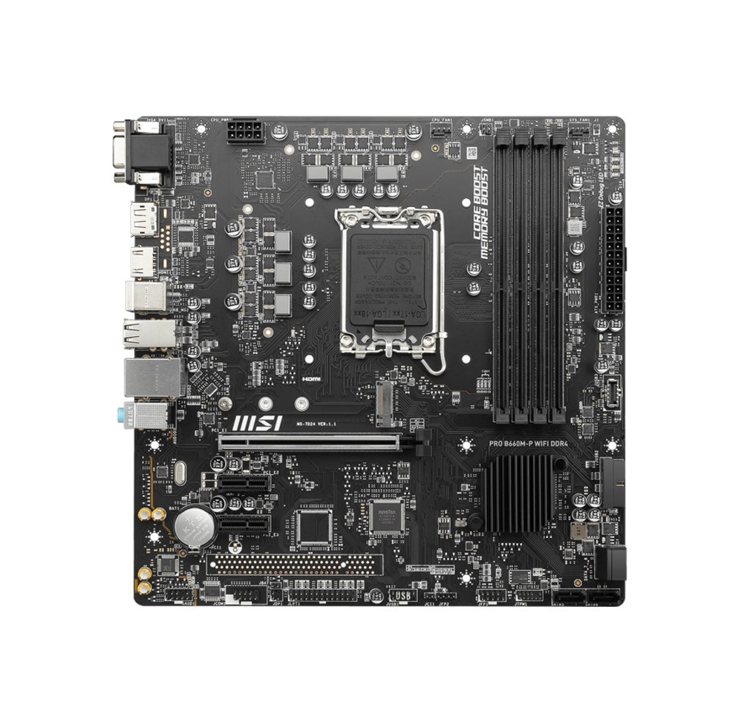 Msi Mb Pro B660M-P Wıfı Ddr4 Soket 1700 Ddr4 4600(Oc) Pcı-E Gen 4 ,Hdmı Vga Dp M.2 Usb3.2 Matx - Görsel 3
