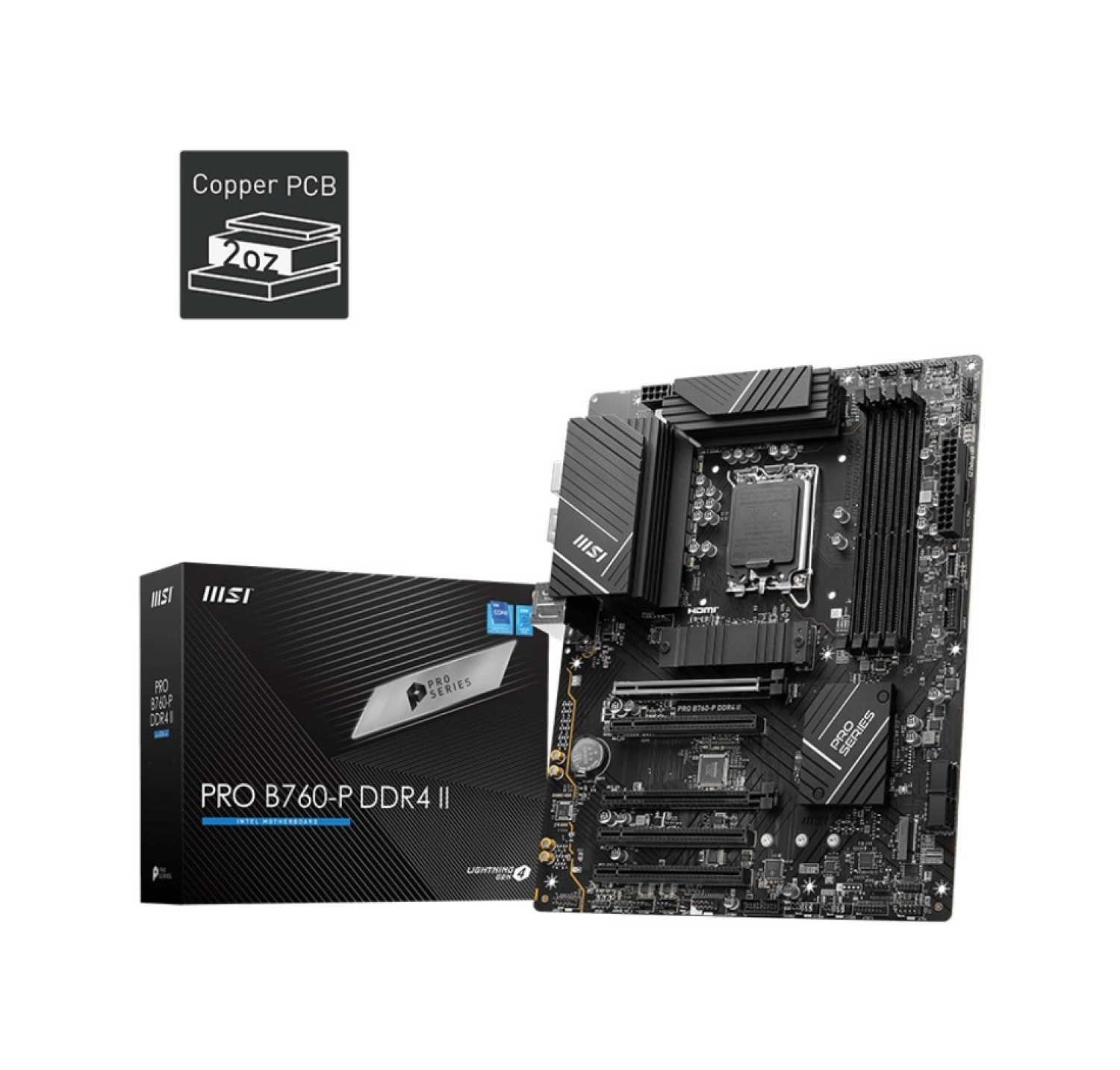 Msi Mb Pro B760-P Ddr4 Ii Soket 1700 Ddr4 5333(Oc) Pci-E M.2 Usb3.2 Hdmi Dp 1X 2.5G Lan Atx ürün görseli