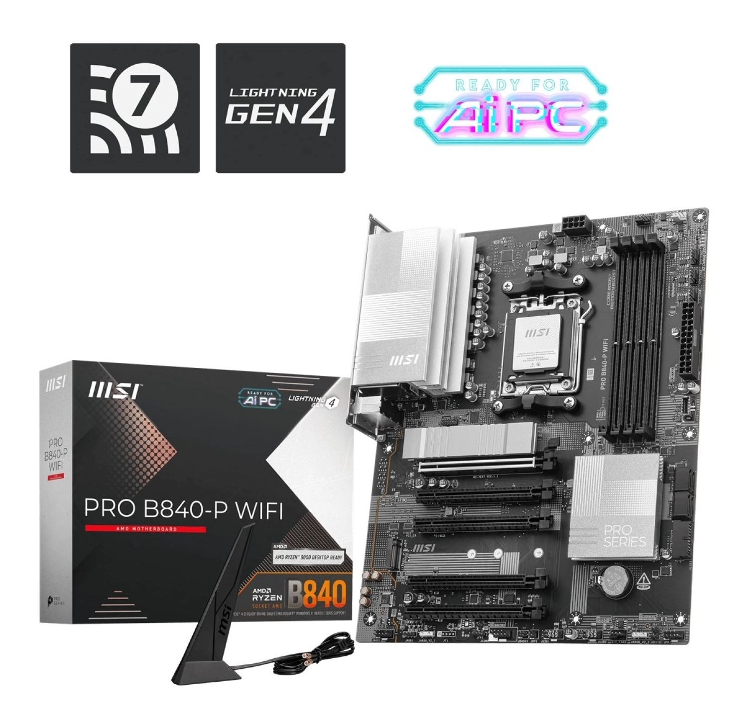 Msi Mb Pro B840-P Wıfı Am5 Ddr5 8000Mhz(Oc) Hdmi 2X M.2 Usb 10Gbs 2.5G Lan Wi-Fi 7 Atx - Görsel 4