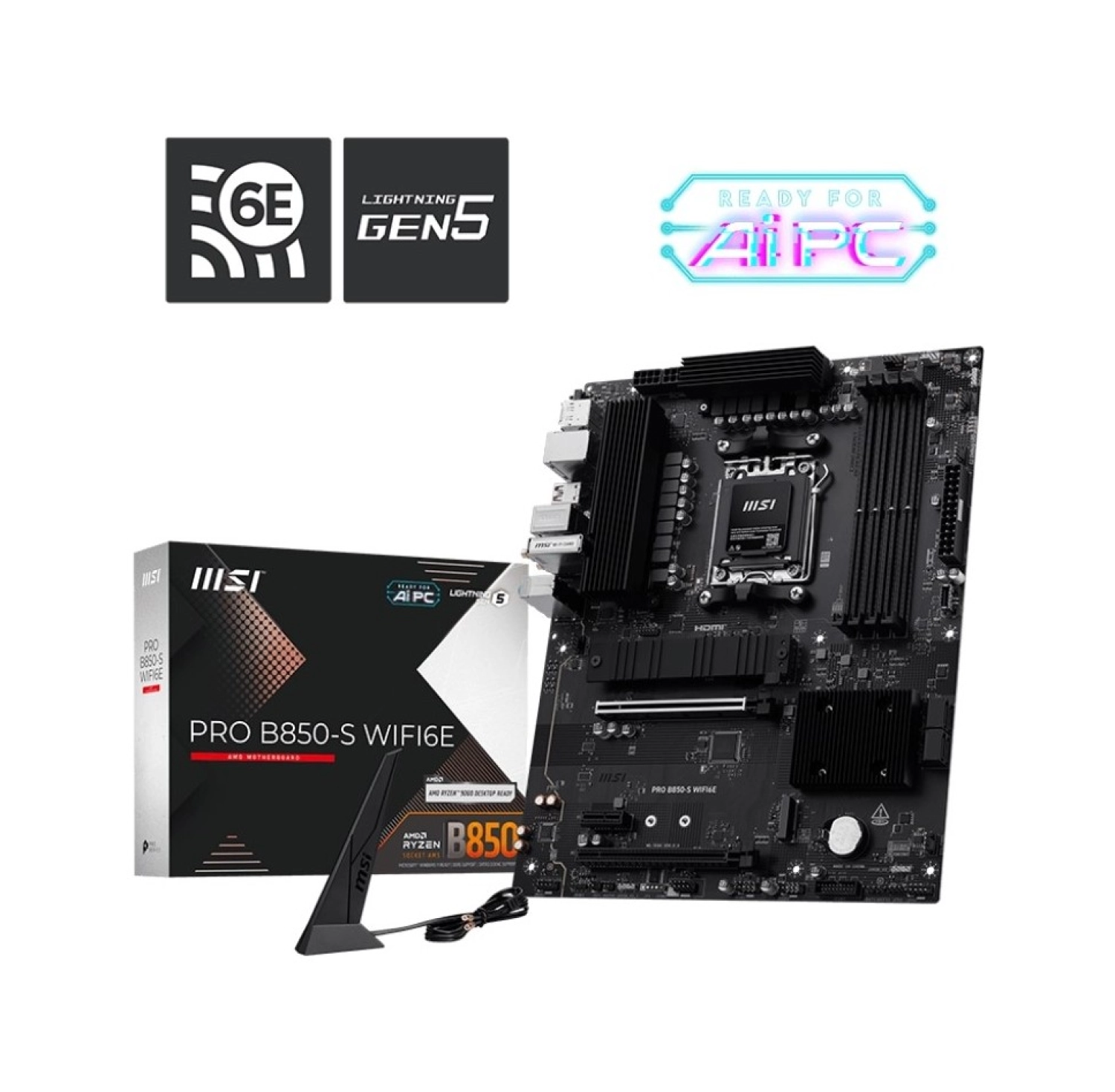 Msi Mb Pro B850-S Wifi6E Am5 Ddr5 8200Mhz(Oc) Hdmi Dp 2X M.2 Usb 10Gbs 2,5G Lan Wi-Fi 6E Atx - Görsel 5