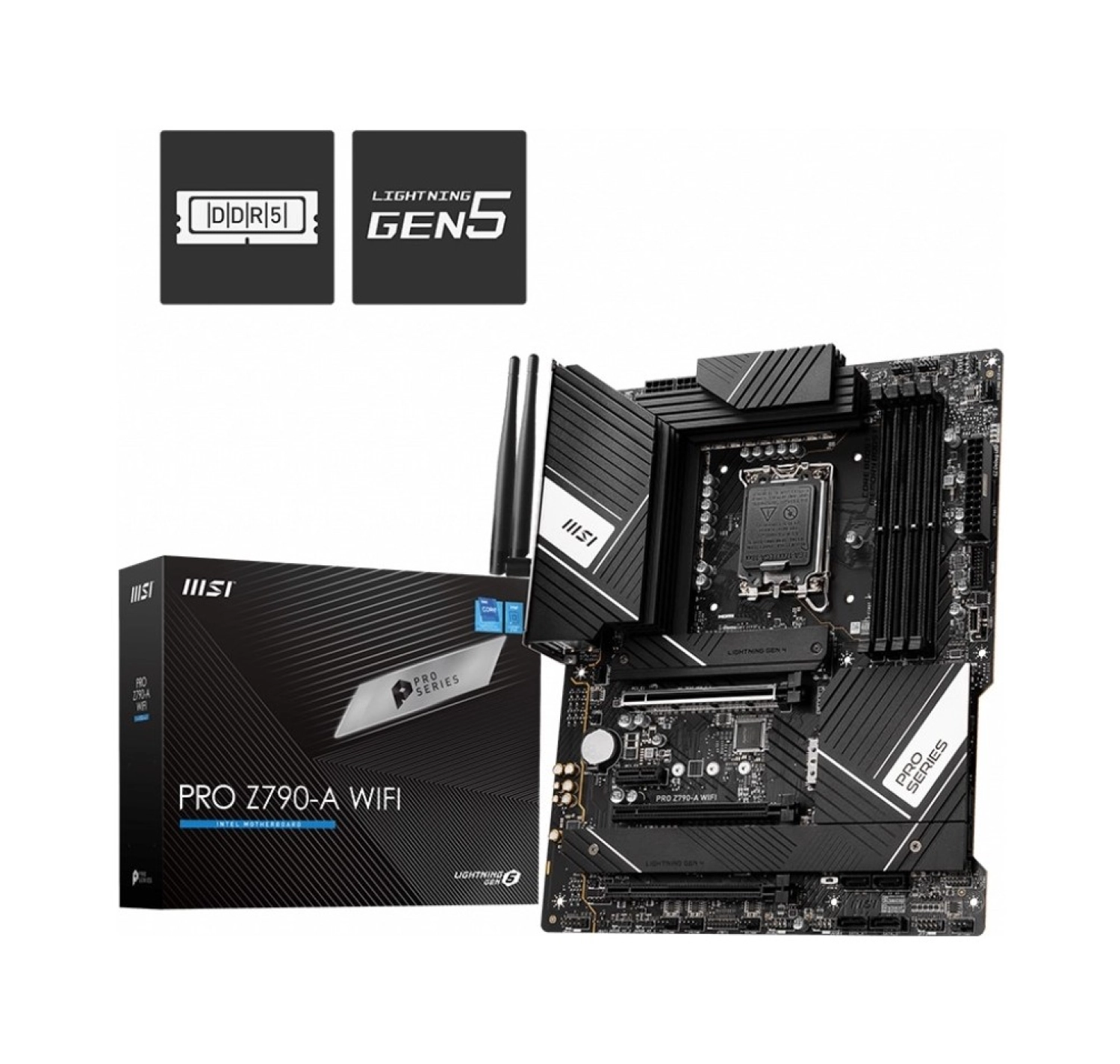 Msi Mb Pro Z790-A Wifi Soket 1700 Ddr5 7200Mhz(Oc) Pci-E Gen5 M.2 Usb3.2 Dp Hdmi 1X2.5G Lan Wi-Fi 6E Atx Anakart - Görsel 2