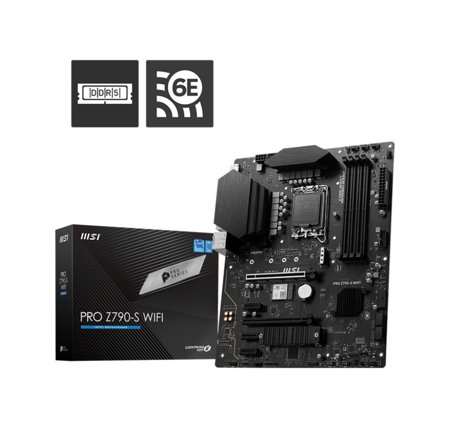 Msi Mb Pro Z790-S Wifi Intel Z790 Lga1700 Ddr5 6600(Oc) 2Xm2 4Xsata Hdmi Dp Wifi 6E 2.5Gbps Lan Atx ürün görseli