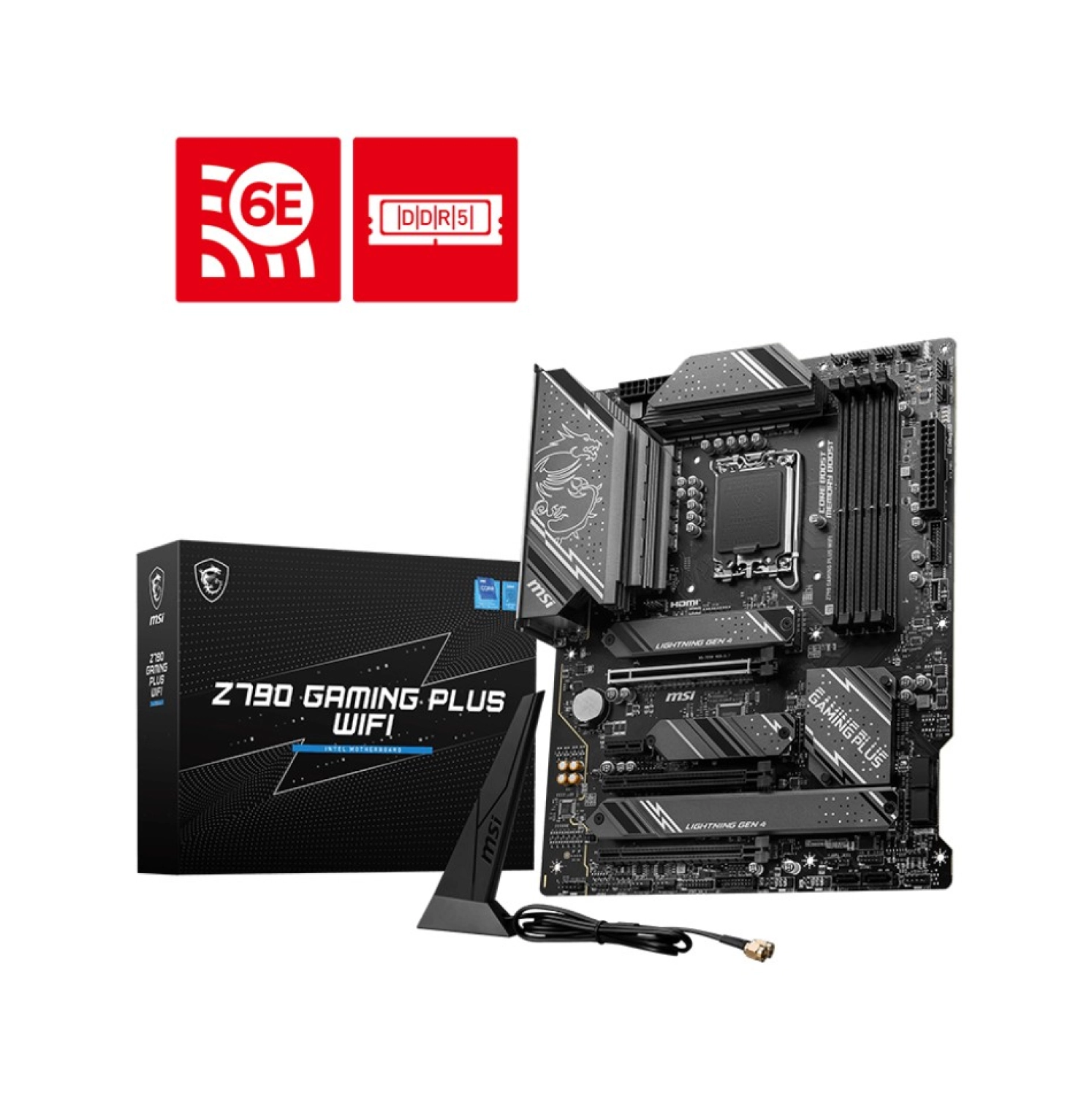 Msi Mb Z790 Gaming Plus Wifi Soket 1700 Ddr5 7200Mhz(Oc) Pci-E Gen5 M.2 Usb3.2 Dp Hdmi 1X2.5G Lan Wi-Fi 6E Atx ürün görseli