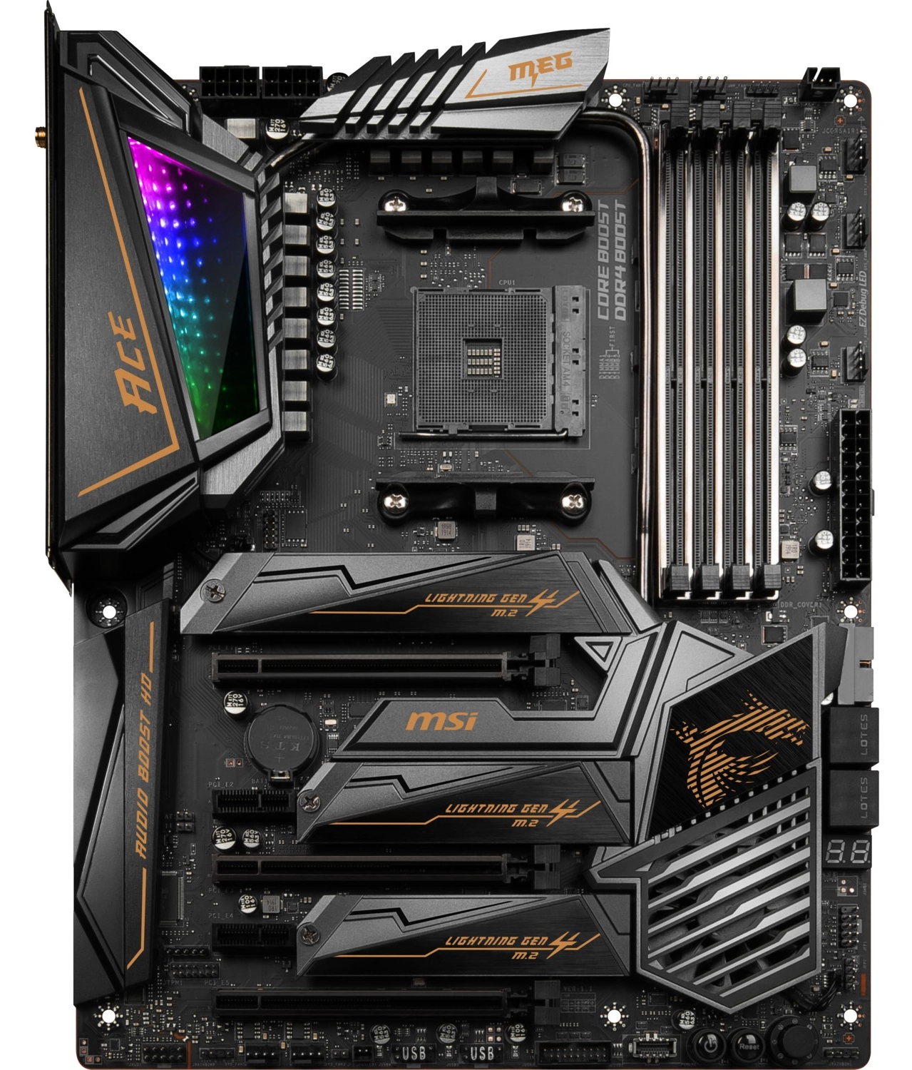 Msi Meg X570 Ace Am4 Ddr4 4600 Mhz (Oc) 3 X M.2 Usb 3.2 Wifi 2X Lan Rgb Atx Anakart ürün görseli