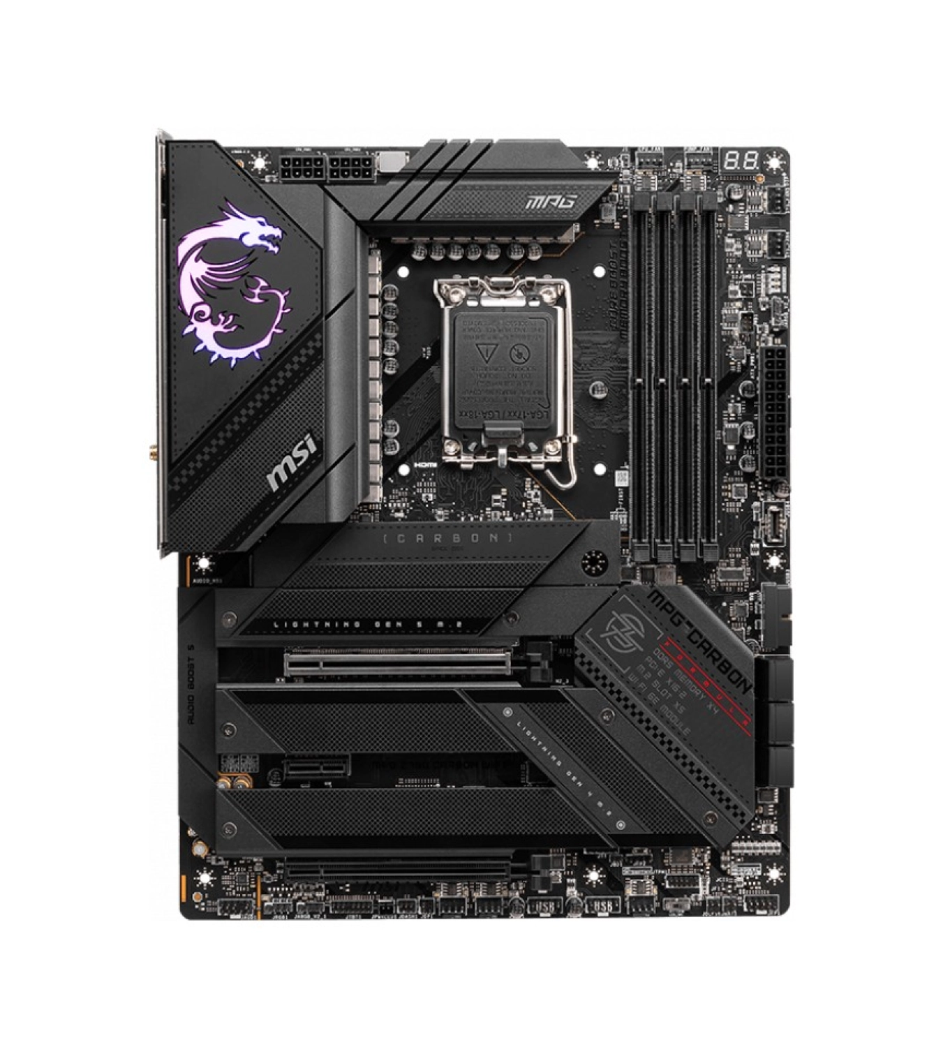Msi Mpg Z790 Carbon Wıfı Soket 1700 Ddr5 7600Mhz(Oc) Pcı-E Gen5 M.2 Usb3.2 Hdmı 1X2.5G Lan Wı-Fı 6E Atx ürün görseli