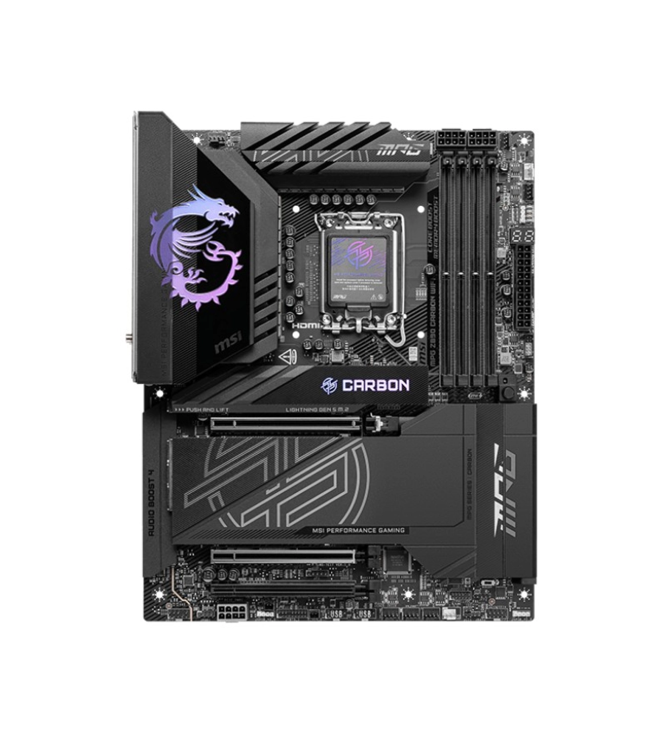 Msi Mpg Z890 Carbon Wıfı Soket 1851 Ddr5 9200Mhz(Oc) Usb 20Gbps 5Xm.2 2Xtb4 Hdmi Dısplay 1X5G 1X 2,5 Lan Wıfı 7 Atx ürün görseli