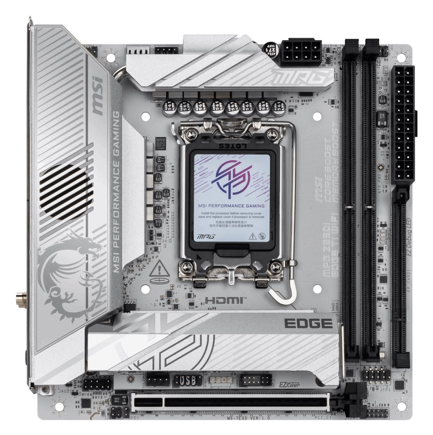 Msi Mpg Z890I Edge Ti Wifi 8600Mhz (Oc) Ddr5 Soket Lga1851 M.2 Hdmi Dp Thunderbolt Mini-Itx Anakart ürün görseli