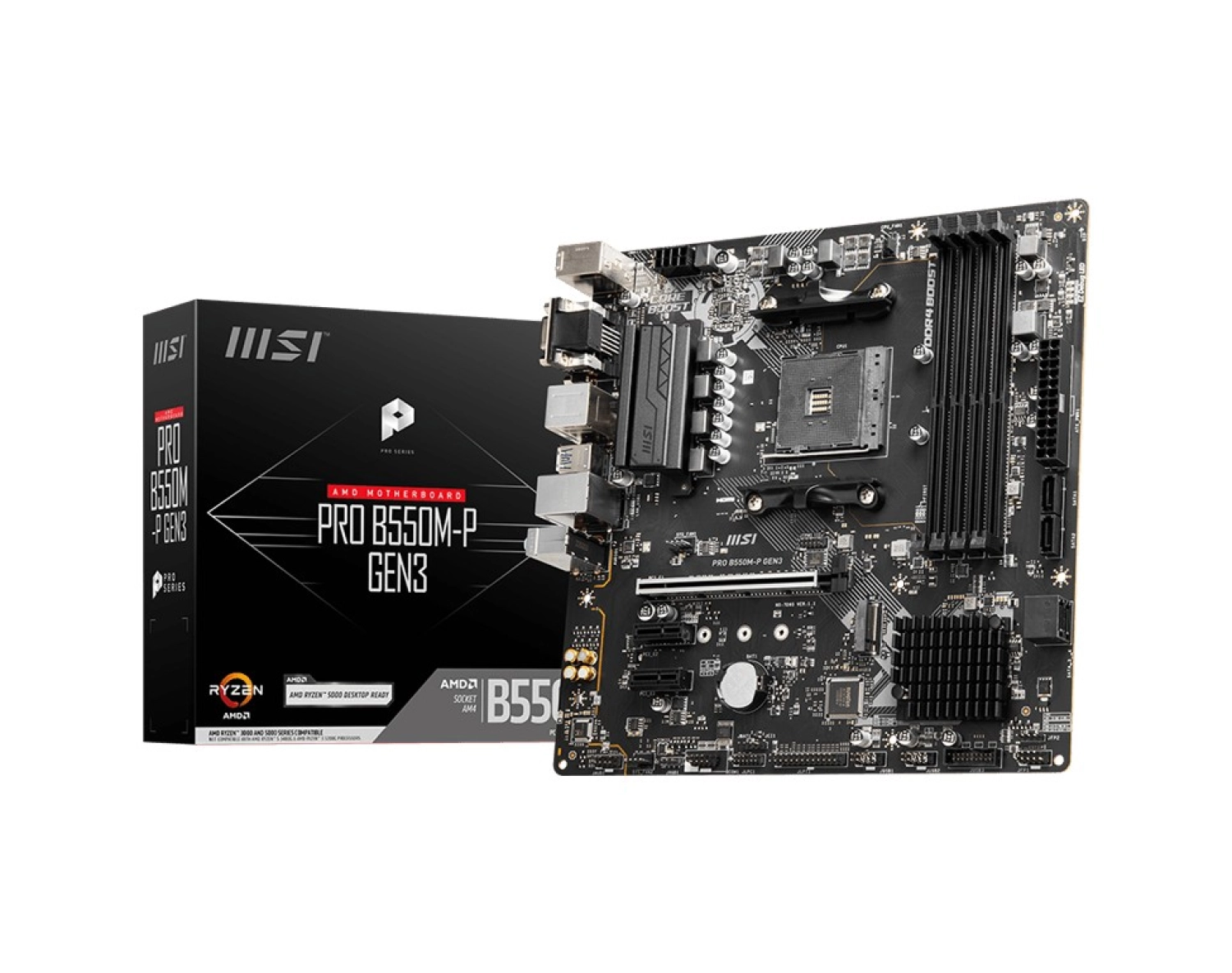 Msi Pro B550M-P Gen3 Soket Amt Ddr4 4400 Pci-E Gen 4 ,M.2X1, 4X Sata 6Gbps ,4X Usb 3.2 Gen 2 10Gbps M-Atx Anakart ürün görseli