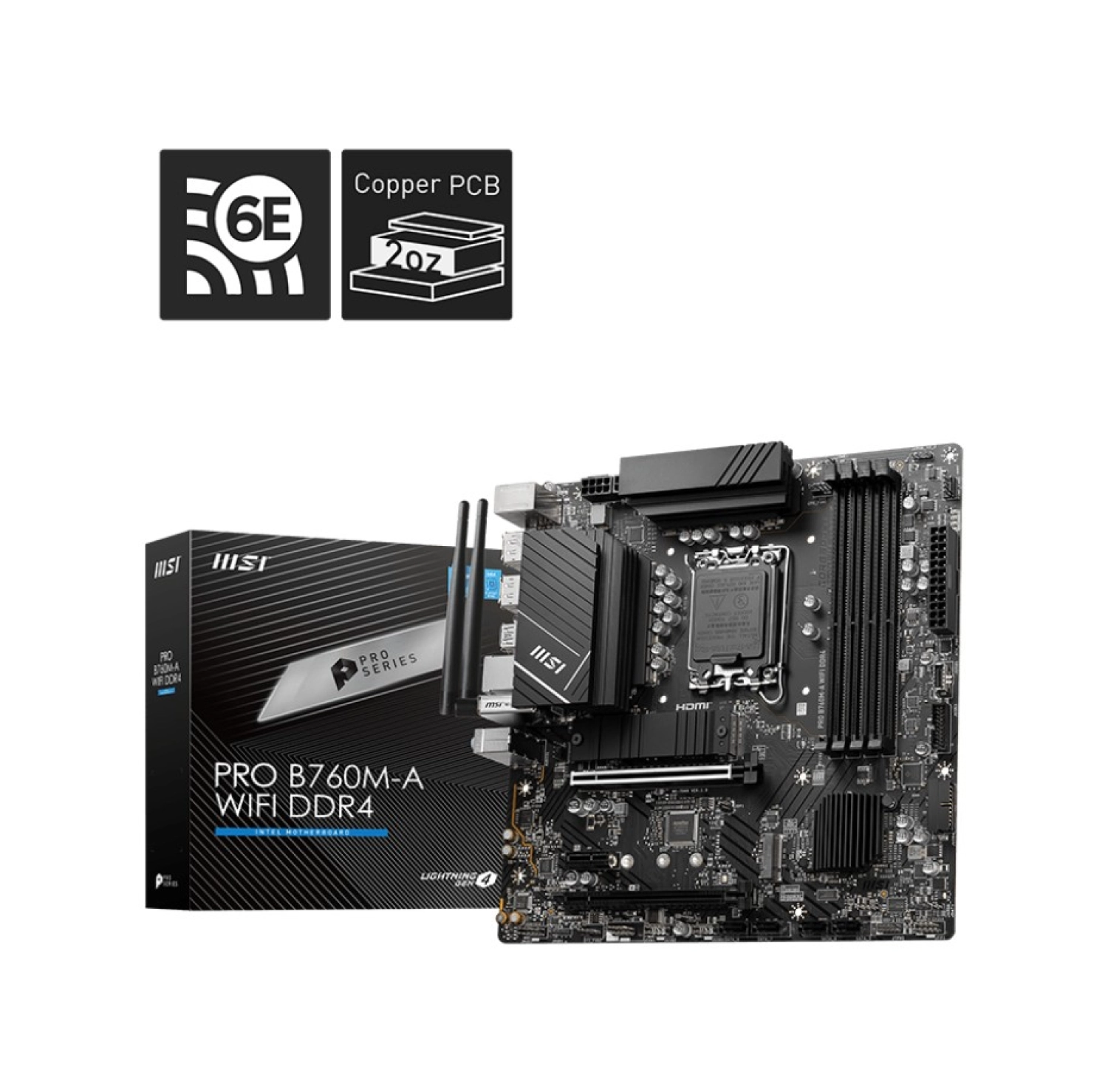 Msi Pro B760M-A Wıfı Ddr4 Soket 1700 Ddr4 5333(Oc) Pcı-E ,M.2 Usb3.2 Hdmı,Dp 1X 2.5G Lan Wı-Fı 6E Matx ürün görseli