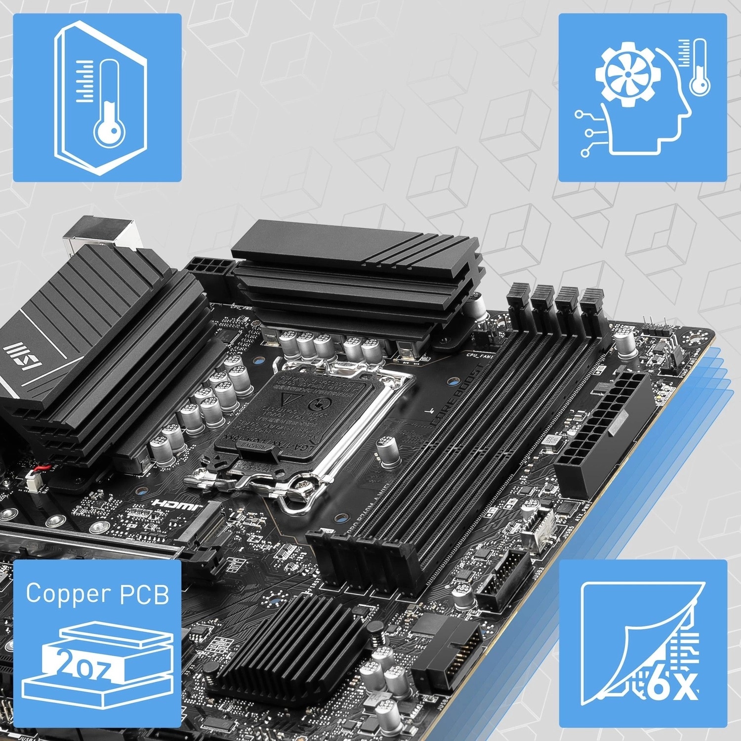 Msi Pro B760M-A Wifi Soket 1700 Ddr5 6800(Oc) Pci-E ,M.2 Usb3.2 Hdmi,Dp 1X 2.5G Lan Wi-Fi 6E Matx Anakart - Görsel 10