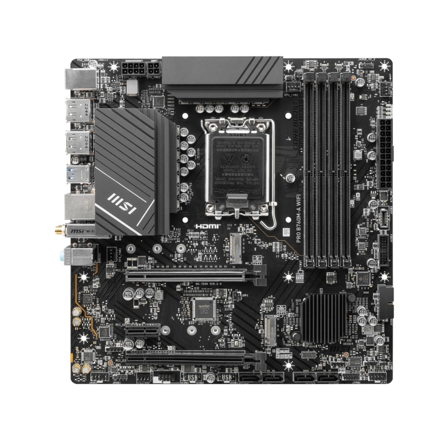 Msi Pro B760M-A Wifi Soket 1700 Ddr5 6800(Oc) Pci-E ,M.2 Usb3.2 Hdmi,Dp 1X 2.5G Lan Wi-Fi 6E Matx Anakart ürün görseli