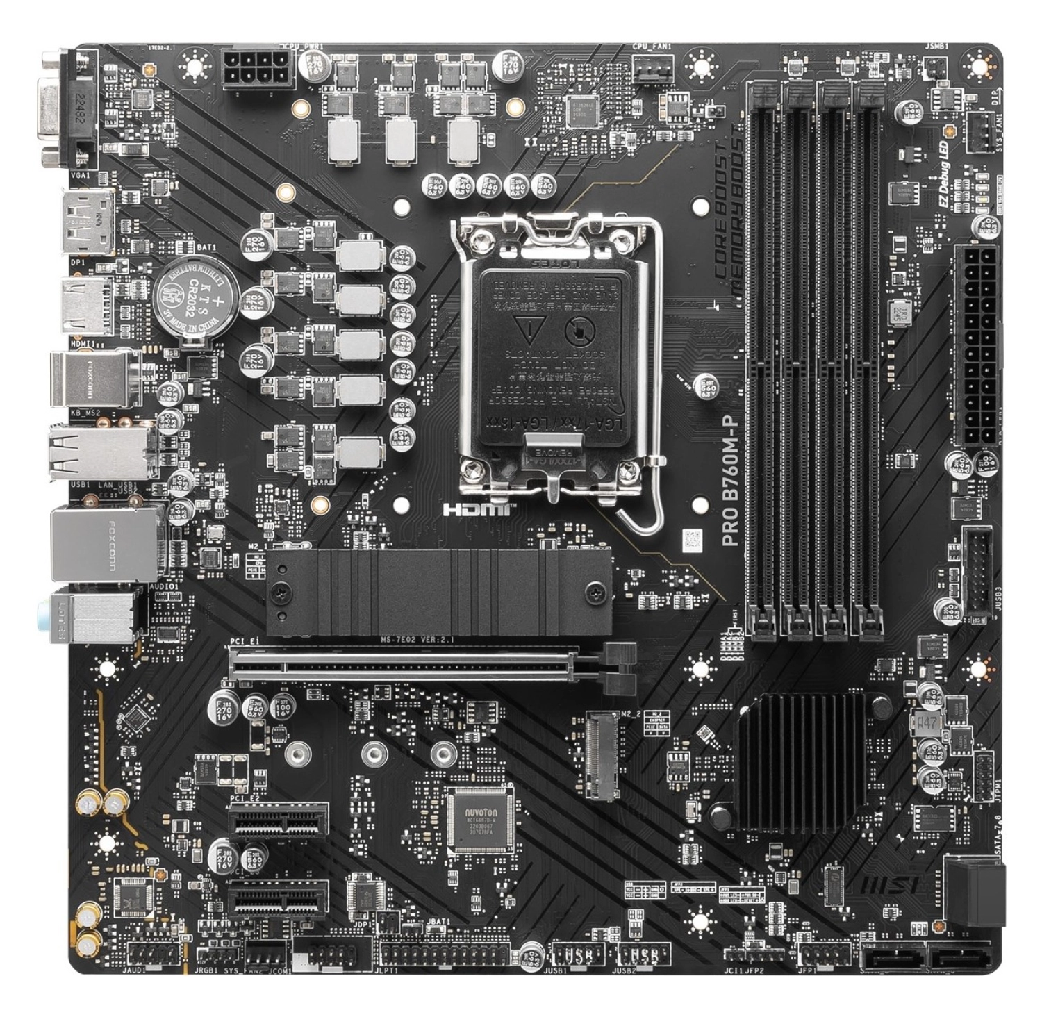 Msi Pro B760M-P Soket 1700 Ddr5 6800(Oc) Pci-E ,M.2 Usb3.2 Hdmi,Dp,Vga 1X 1G Lan Matx Anakart ürün görseli
