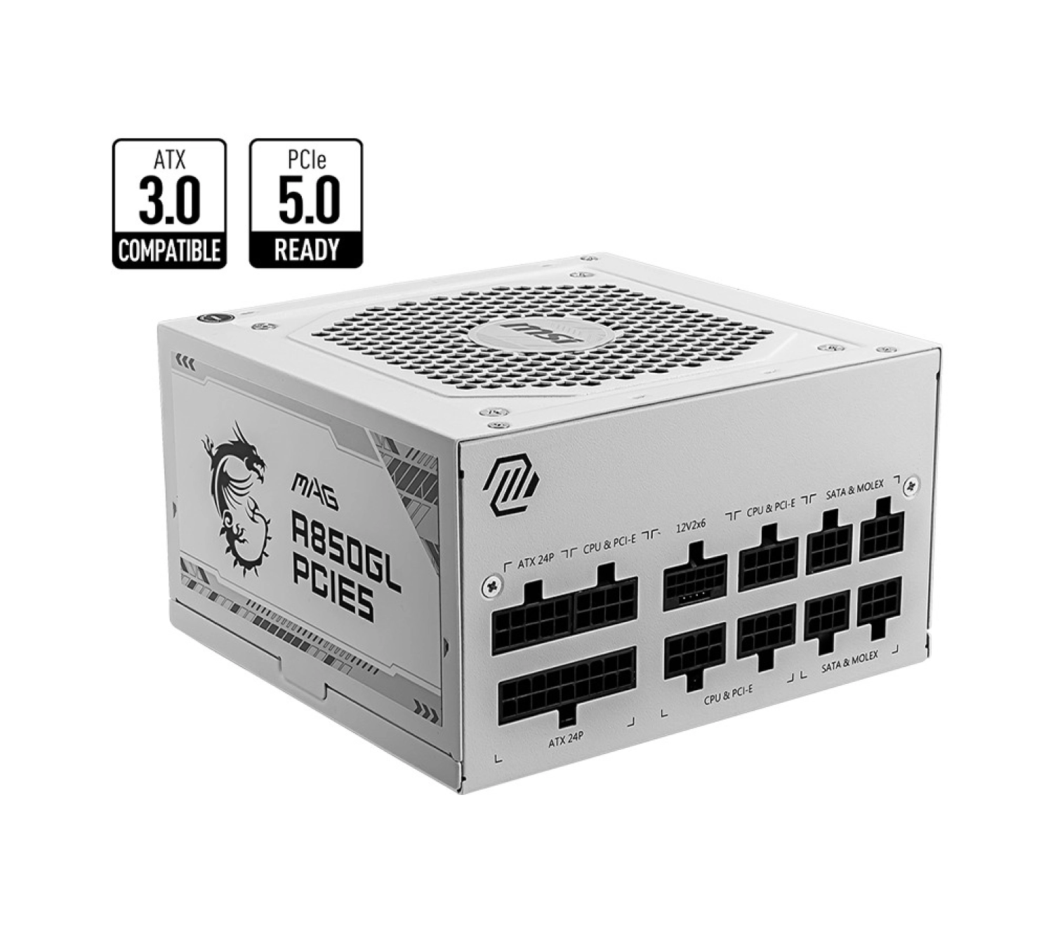 Msi Psu Mag A850Gl Pcie5 White 850W 80+ Gold Power Supply-Beyaz - Görsel 3