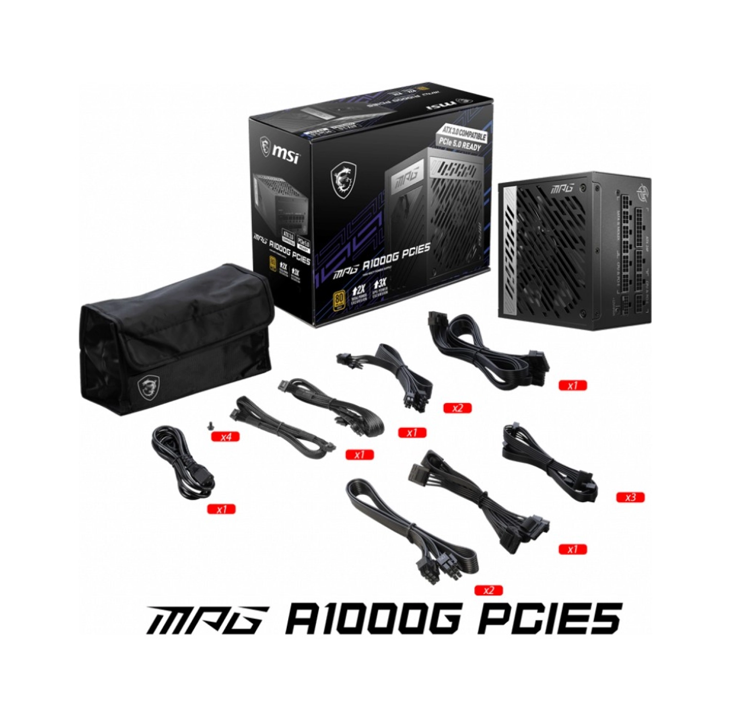 Msi Psu Mpg A1000G Pcie5 1000W 80+ Gold Power Supply - Görsel 3