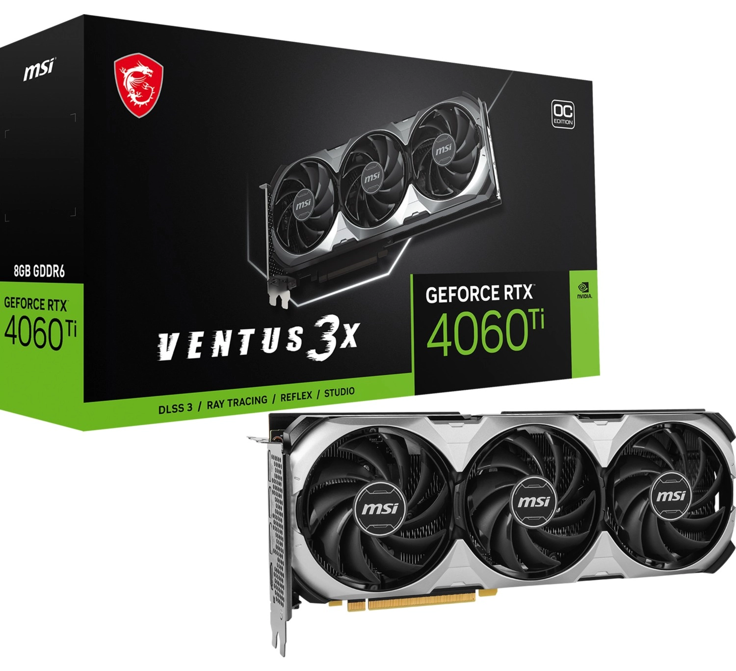 Msi Vga Geforce Rtx 4060 Tı Ventus 3X 8G Oc Rtx4060Ti 8Gb Gddr6 128B Dx12 Pcıe 4.0 X16 ürün görseli