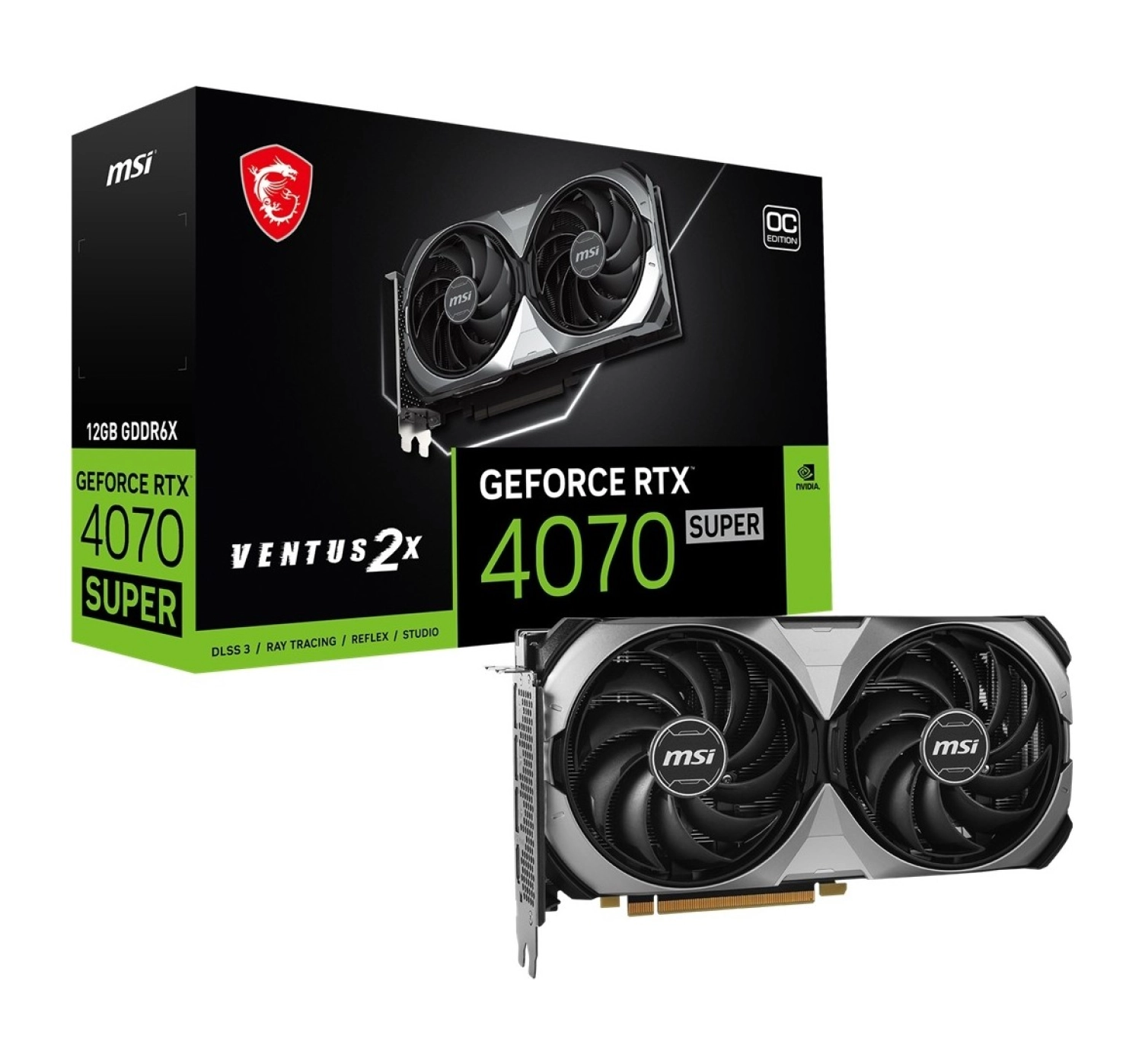 Msi Vga Geforce Rtx 4070 Super 12G Ventus 2X Oc Rtx4070S 12Gb Gddr6X 192B Dx12 Pcie 4.0 X16 ürün görseli