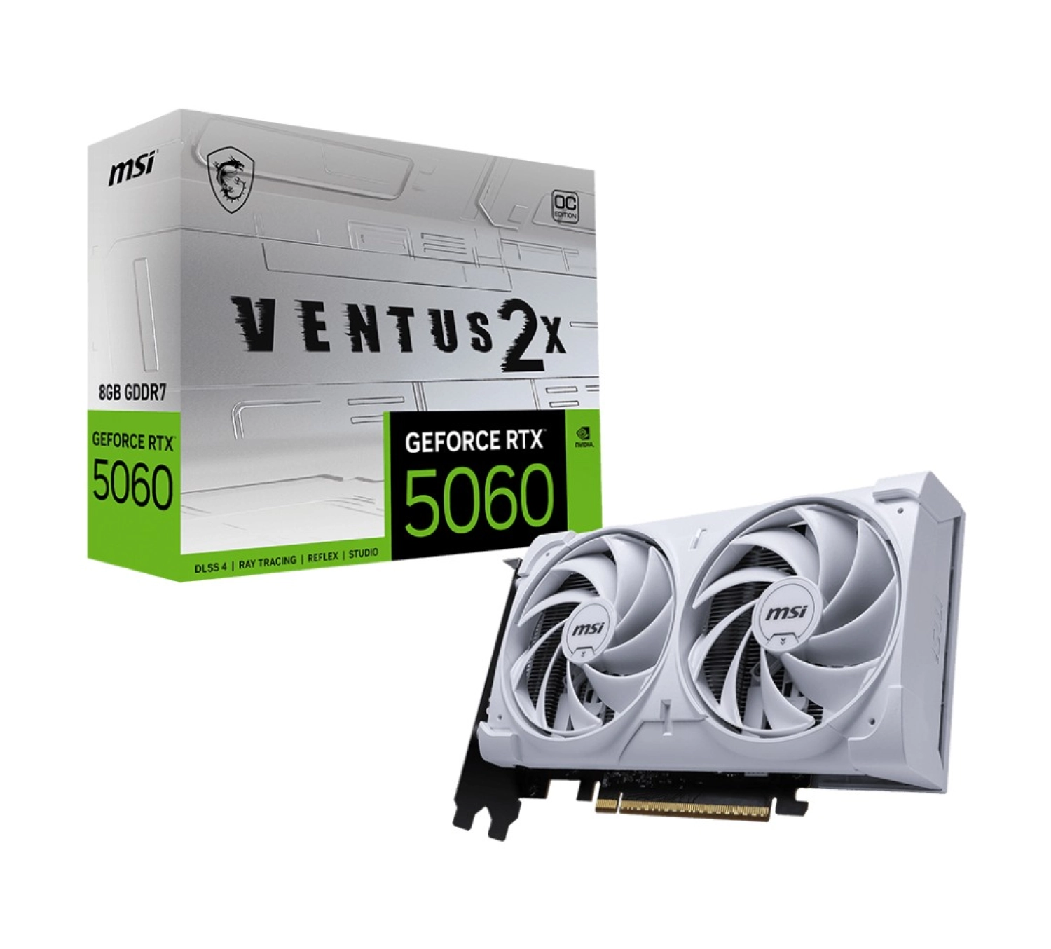 Msi Vga Geforce Rtx 5060 8G Ventus 2X Oc Whıte Rtx5060 8Gb Gddr7 128B Dx12 Pcıe 5.0 X16 ürün görseli
