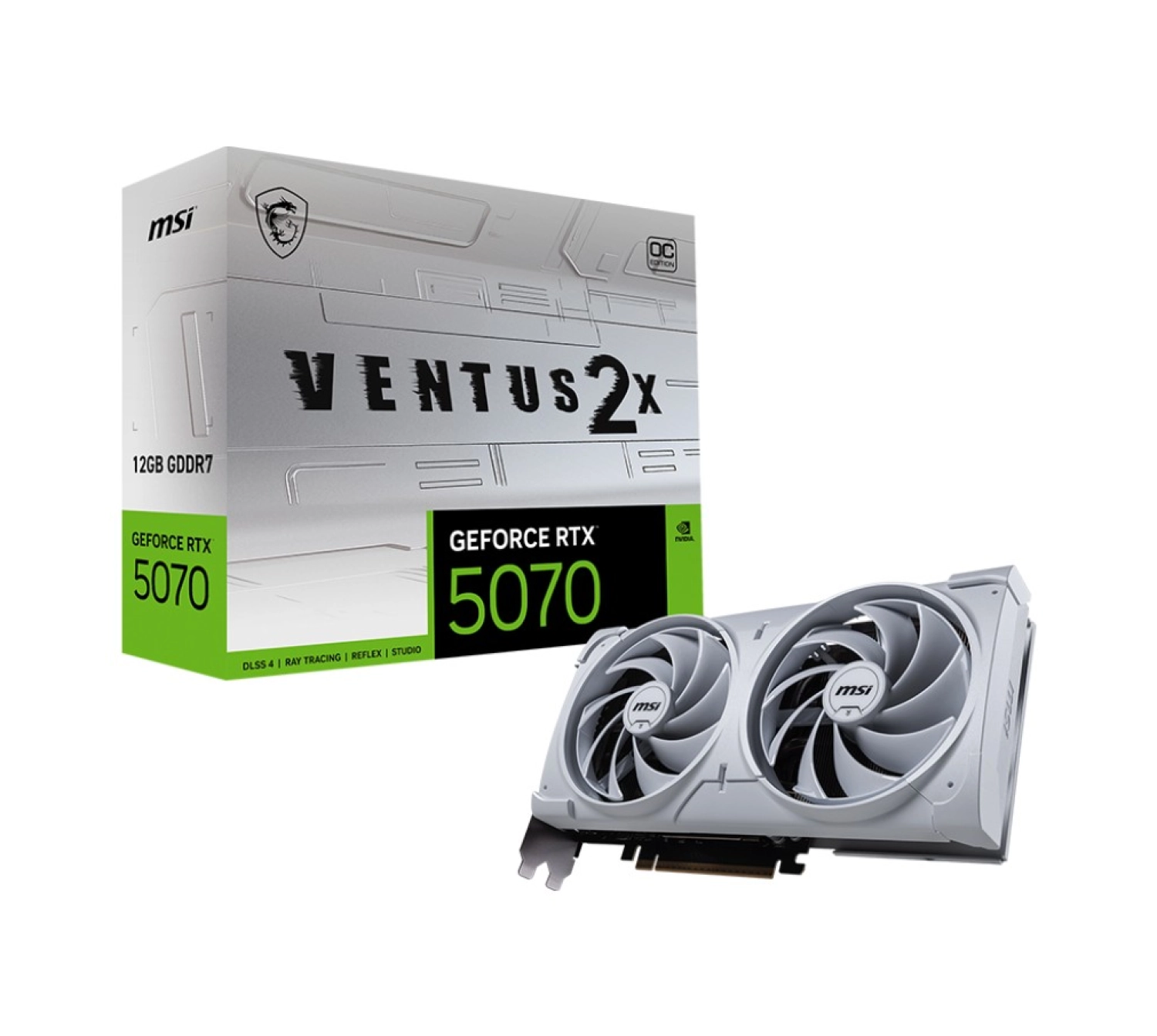 Msi Vga Geforce Rtx 5070 12G Ventus 2X Oc Whıte Rtx5070 12Gb Gdrr7 192B Dx12 Pcıe 5.0 X16 ürün görseli