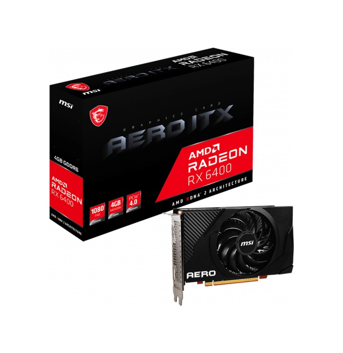 Msi Vga Radeon Rx 6400 Aero Itx 4G Rx6400 4Gb Gddr6 64B Pcie 4.0 X4 ürün görseli