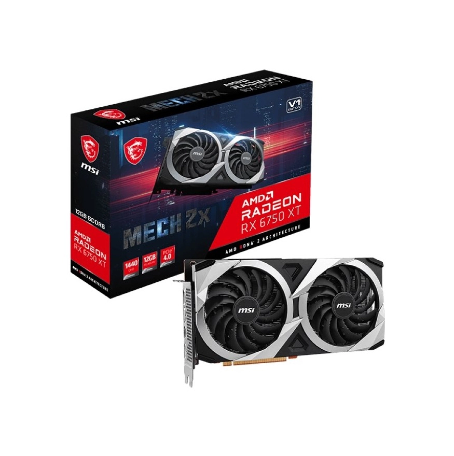 Msi Vga Radeon Rx 6750 Xt Mech 2X 12G V1 Rx6750Xt 12Gb Gddr6 192B Pcie 4.0 X16 ürün görseli