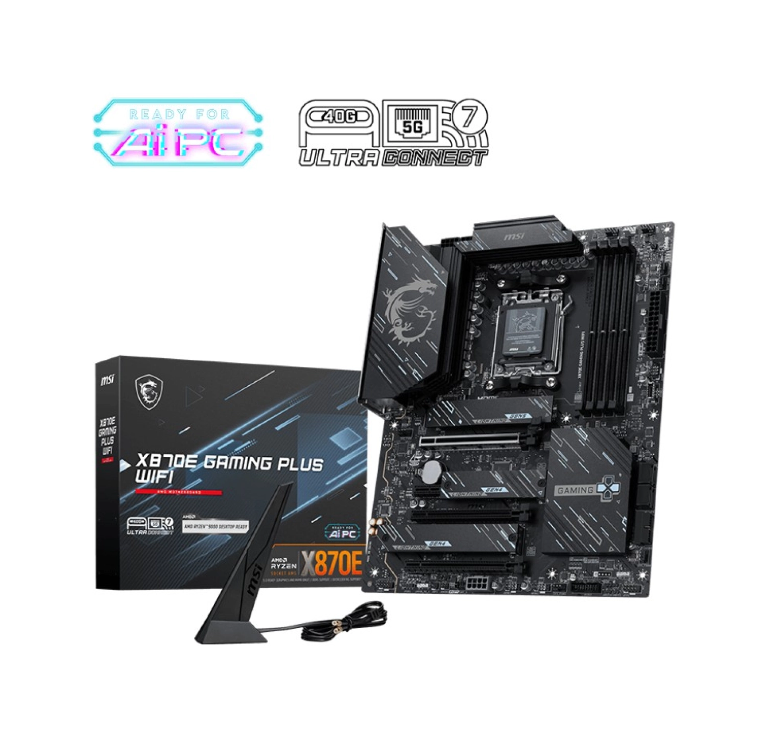 Msi X870E Gaming Plus Wıfı Am5 Ddr5 8200Mhz(Oc) 3X M.2 Usb 40Gbps Hdmi Dp 5G Lan Wıfı 7 Rgb Atx ürün görseli