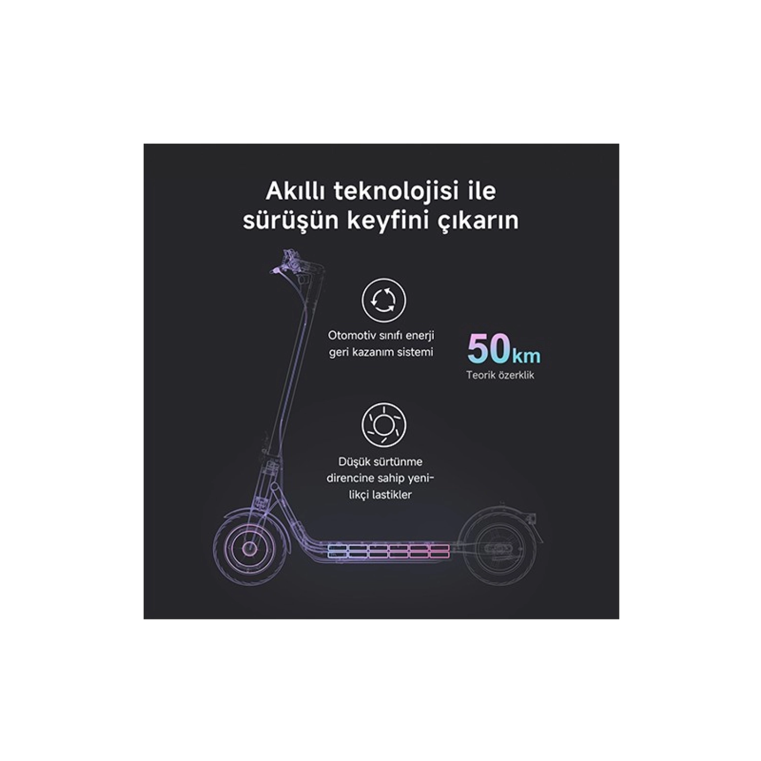 Navee V50I Pro Elektrikli Scooter 50 Km Menzil 25 Km Hız - 700W Güç - Katlanır Scooter - Ipx5 - Doubleflip - Görsel 3