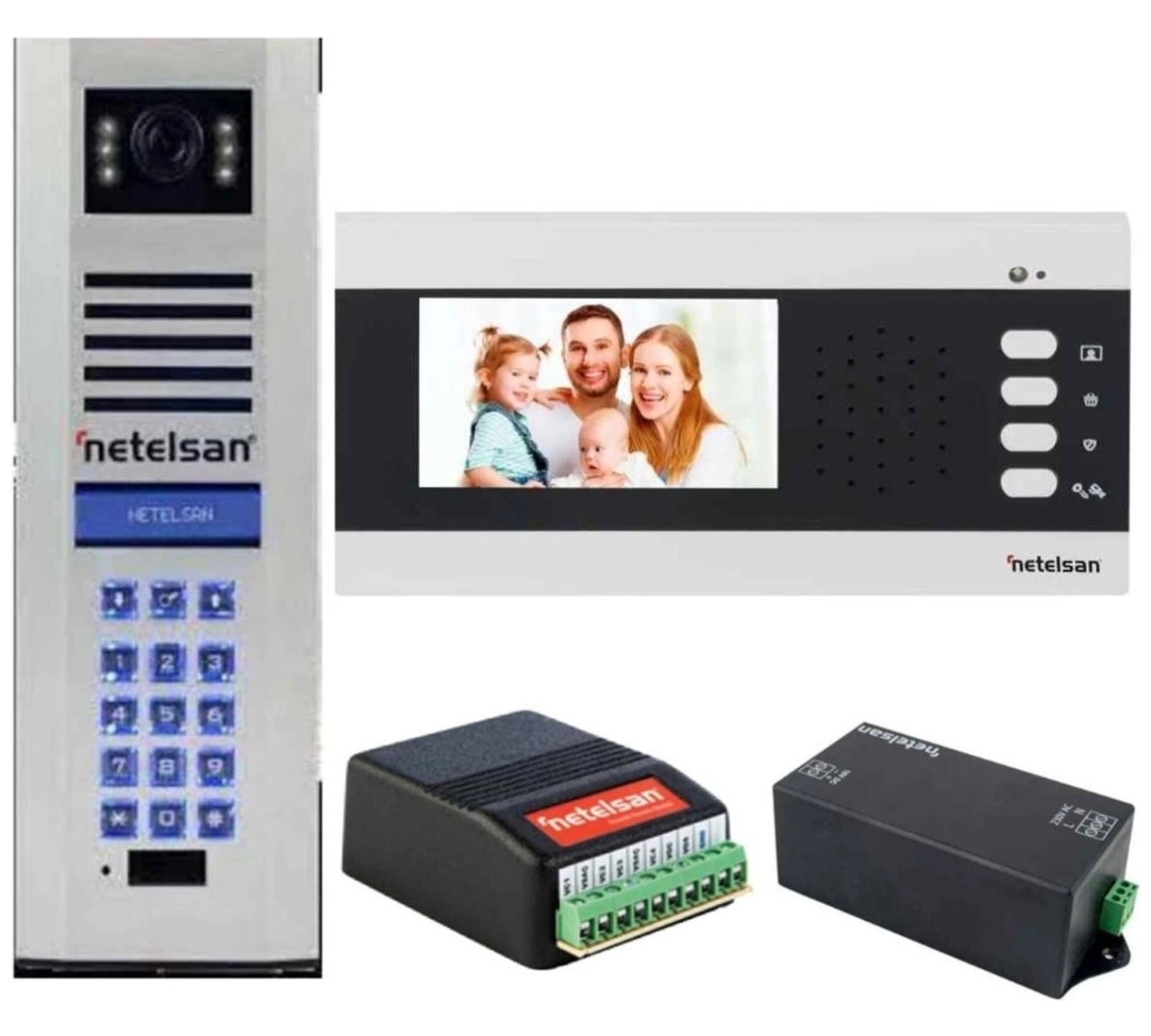 Netelsan 4 Daire Görünütlü 4.3" Inç Diafon Seti ürün görseli